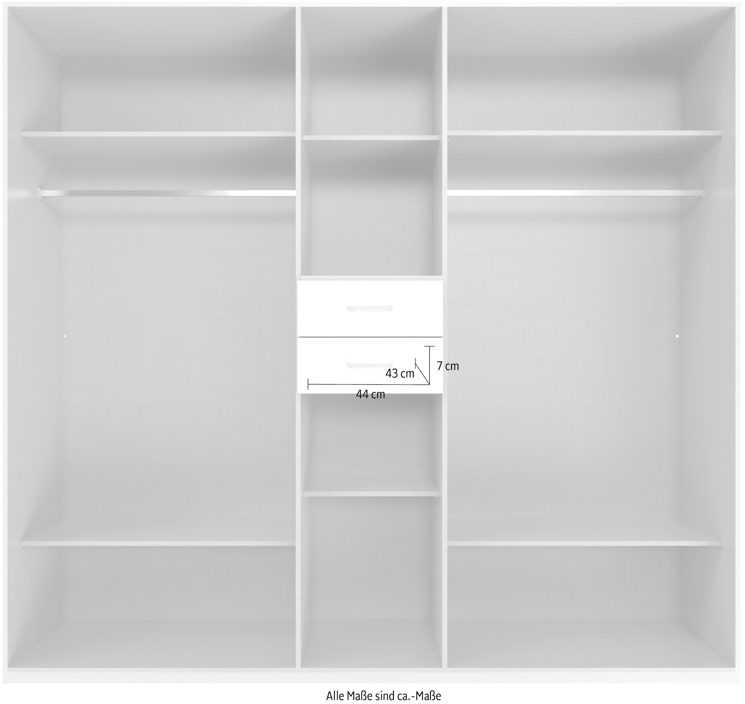 Wimex Kleiderschrank »Diver Drehtürenschrank mit Spiegel, 180, 225 o. 270cm breit«, Bestseller Schlafzimmerschrank wahlweise 3 Innenausstattungen