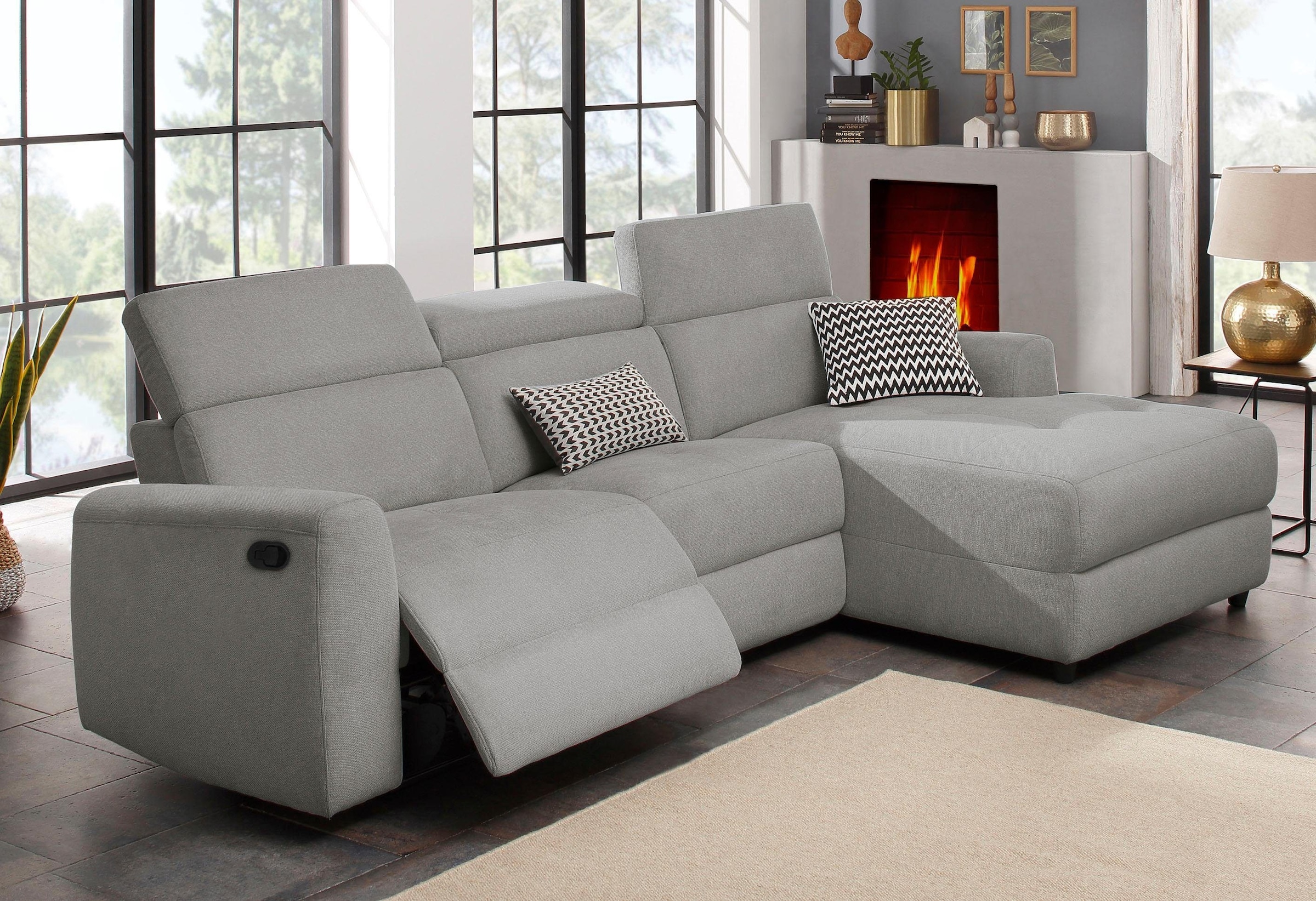 Home affaire Ecksofa »Sentrano, L-Form,«, 275 cm, man. o. elektr. Relaxfunktion und USB/Kopfverstellung