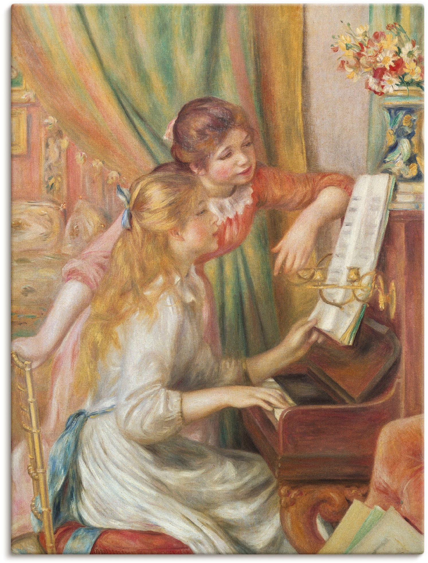 Artland Leinwandbild "Junge Mädchen am Klavier. 1892", Kind, (1 St.), auf Keilrahmen gespannt