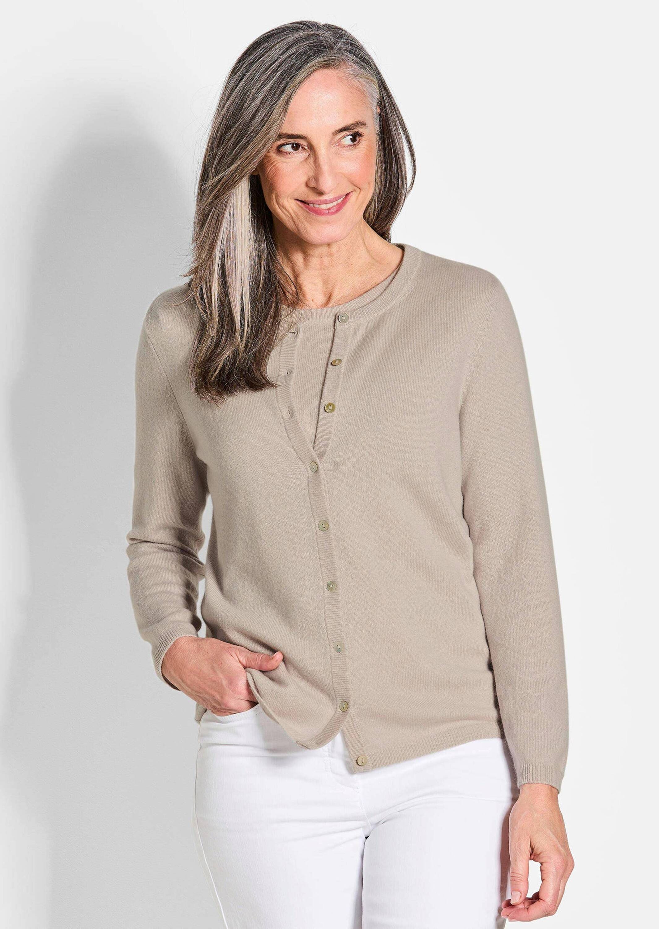 GOLDNER Strickjacke »Kaschmirstrickjacke mit Rundhalsausschnitt Kaschmirstrickjacke mit Rundhalsausschnitt«