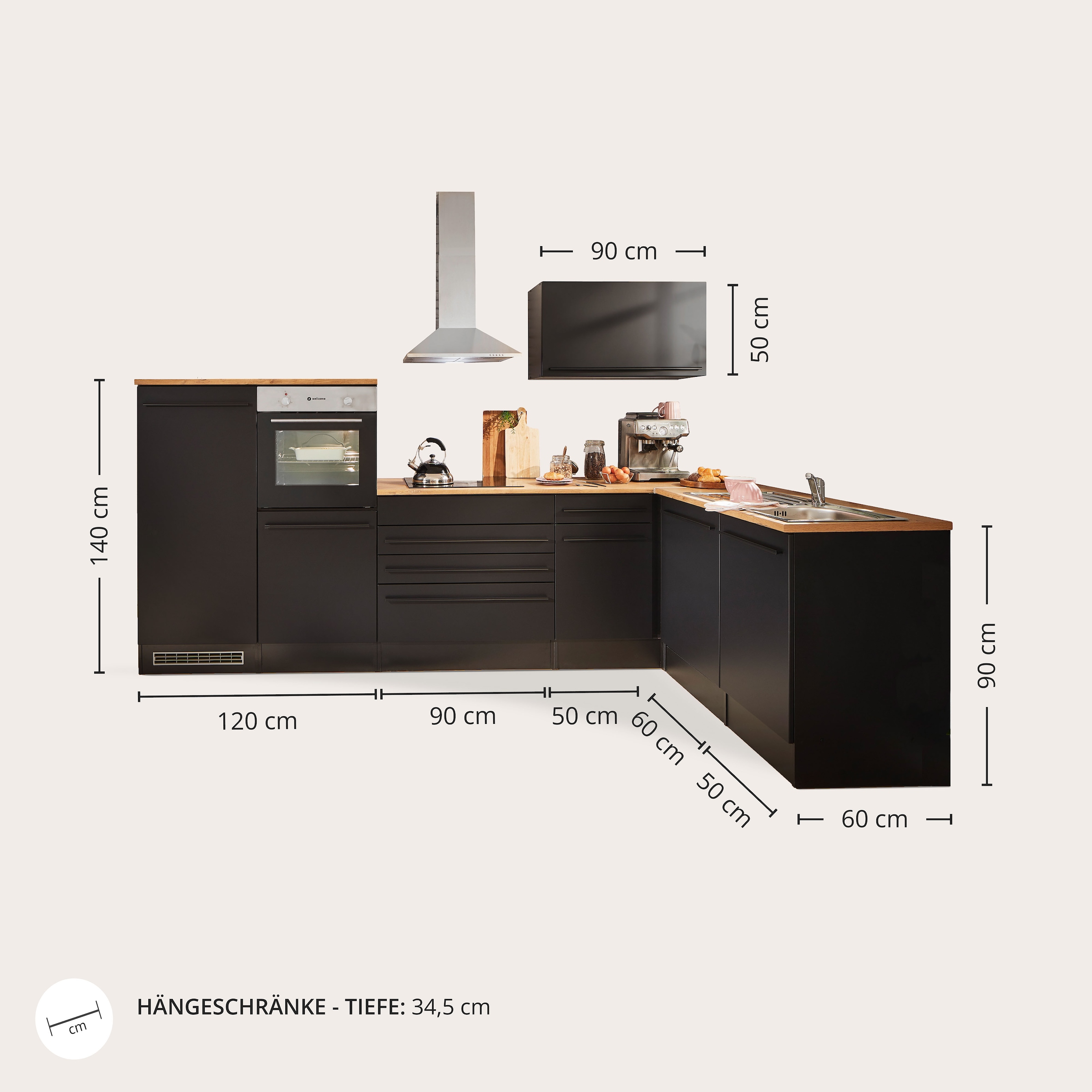 BASIC by Balculina Winkelküche »Jazz«, Stellbreite 320/175 cm, wahlweise mit E-Geräten