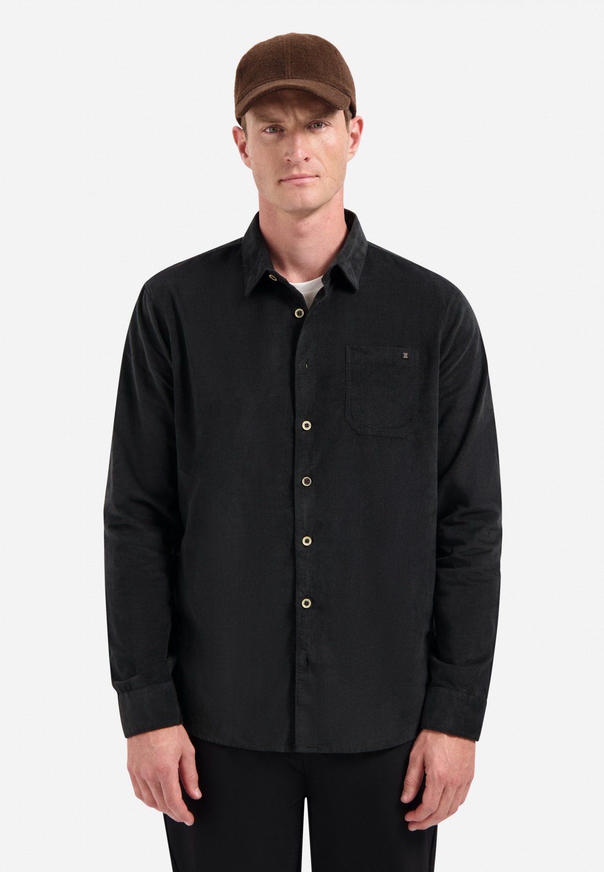 NO EXCESS Langarmhemd "No Excess Cordhemd Shirt Solid Fine Herringbone" günstig online kaufen