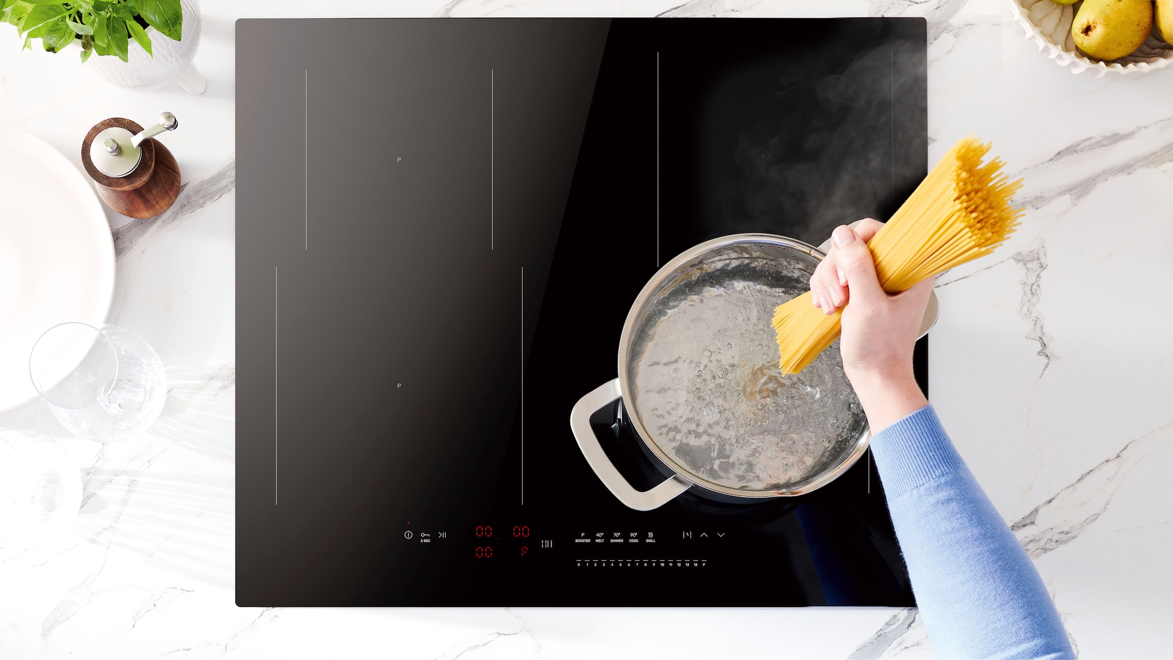 Amica Induktions-Kochfeld »KMI 772 680 C«, 4 Stufen: 40°C, 70°C, 90°C zum Garen, 200°C zum schnellen Vorheizen