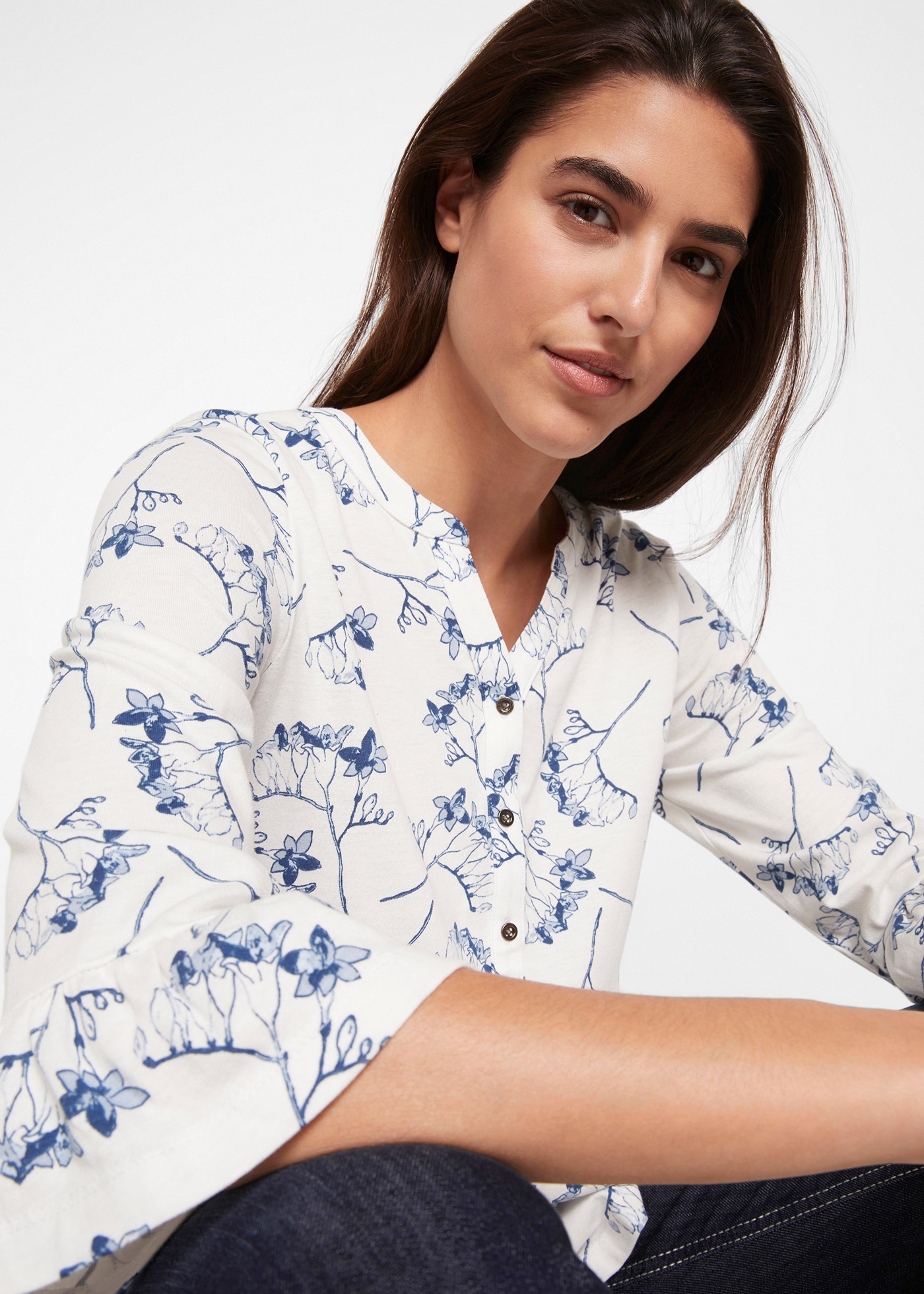 bonprix Tunikashirt ausgestellte Passform, 3/4-Ärmel, für Frühling und Sommer