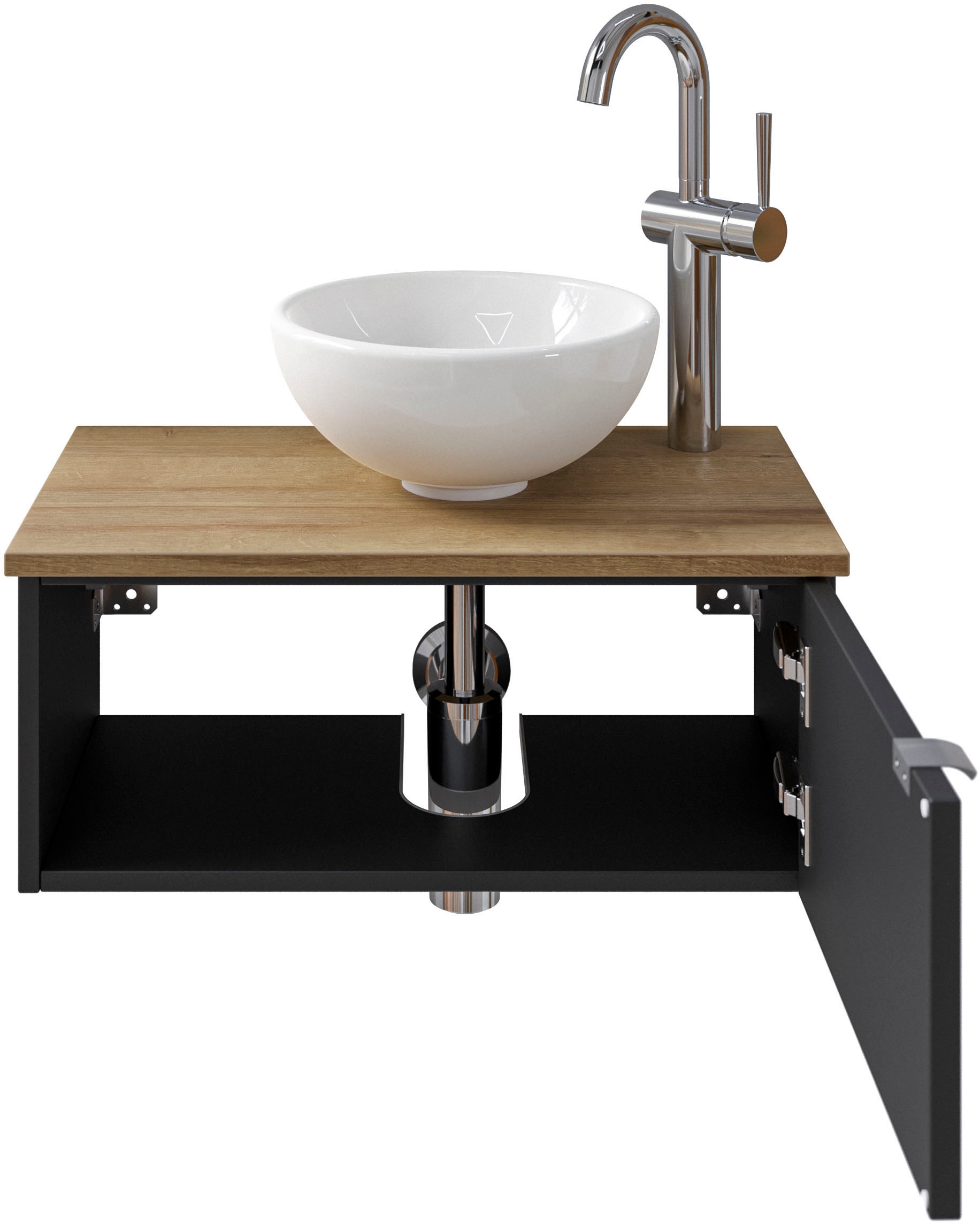 Saphir Badmöbel-Set »Serie 6915«, (4 St.), Gäste-Bad, 70 cm breit, mit LED-Spiegel, offenem Fach und 1 Tür