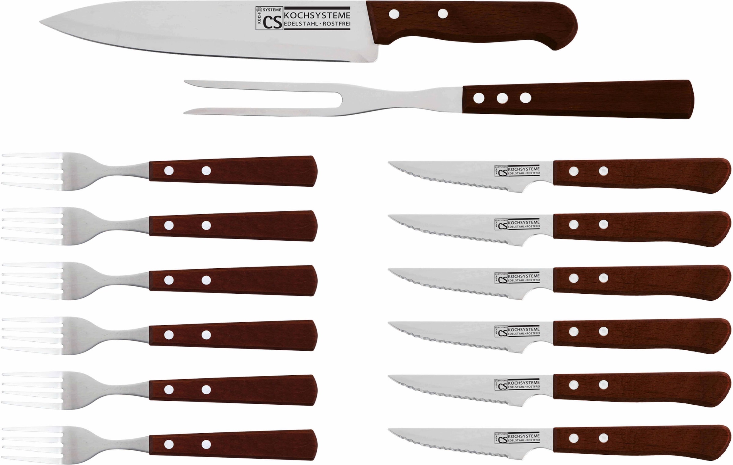 CS Koch-Systeme Steakbesteck "Brühl", (Set, 14 tlg.), mit Holzgriffe