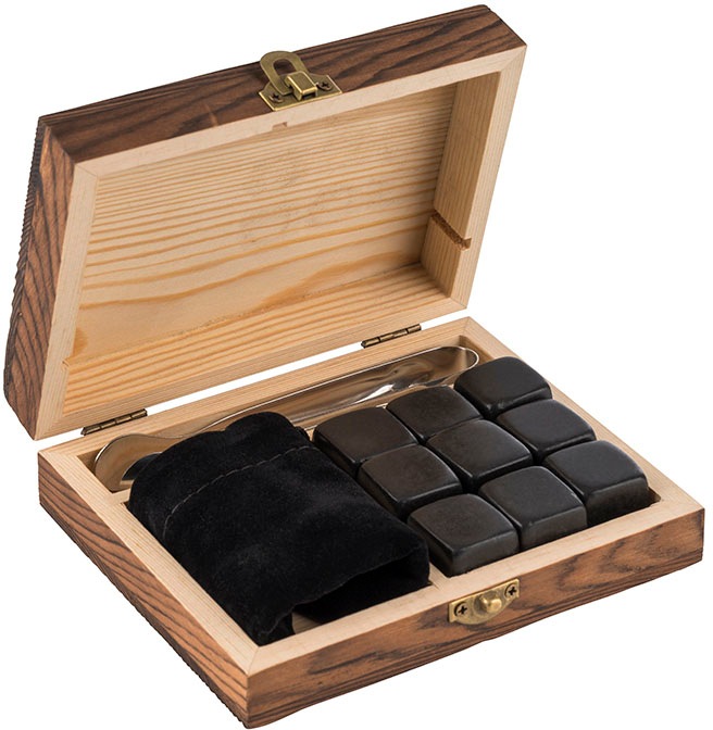 Buddys Eisform (Kühlsteine), Whiskey Steine Set, inkl. Holzkiste und Zange günstig online kaufen