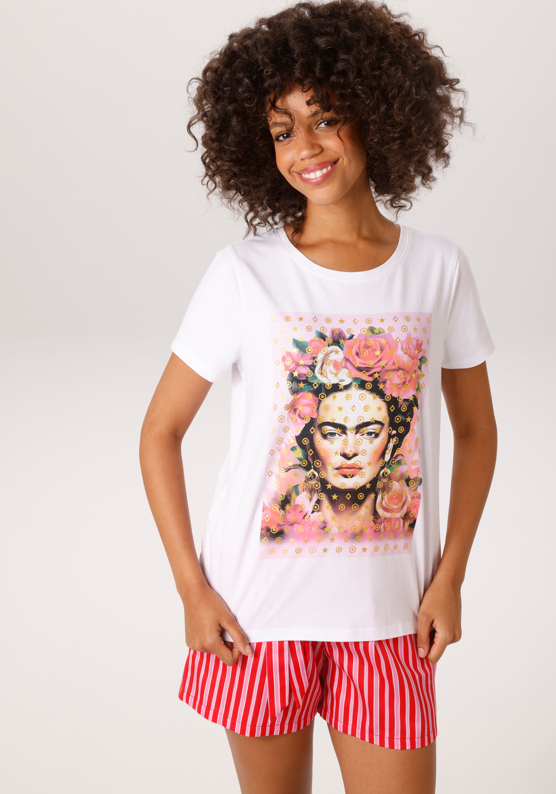 Aniston CASUAL T-Shirt mit goldfarbenem Foliendruck verzierter Frontprint - günstig online kaufen