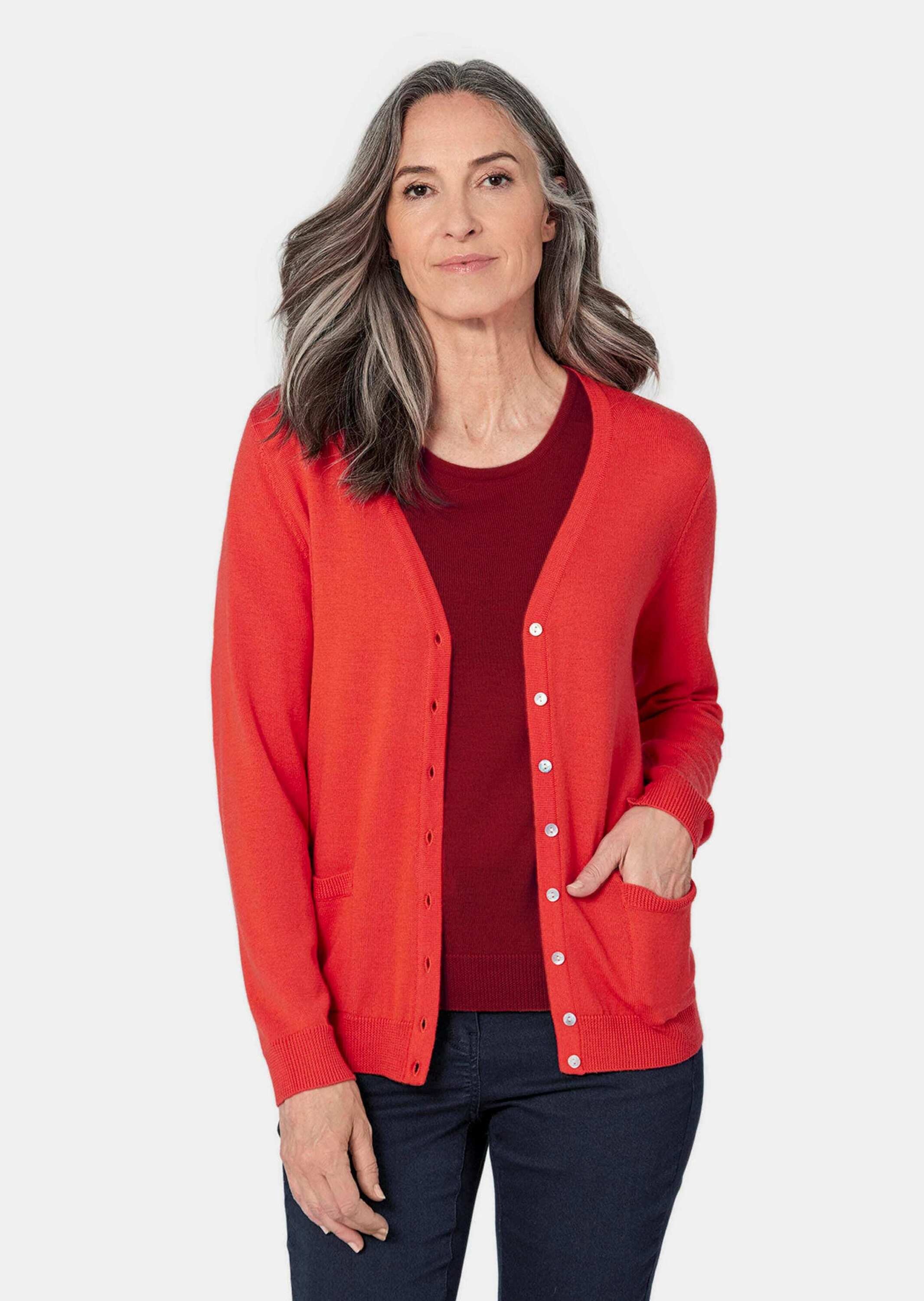 GOLDNER Strickjacke »Kurzgröße Uni Merino-Cardigan Langarm«