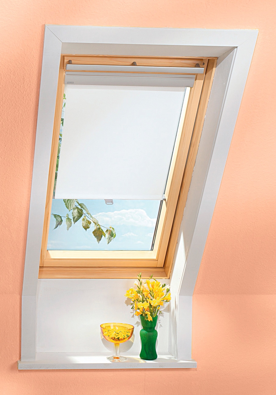 VELUX Dachfensterrollo »mit Haltekrallen RHL 100/SK00/CK00/MK00/FK00 1086«, Lichtschutz, Sichtschutz, ohne Bohren, freihängend, Lichtregulierung und Privatsphäre