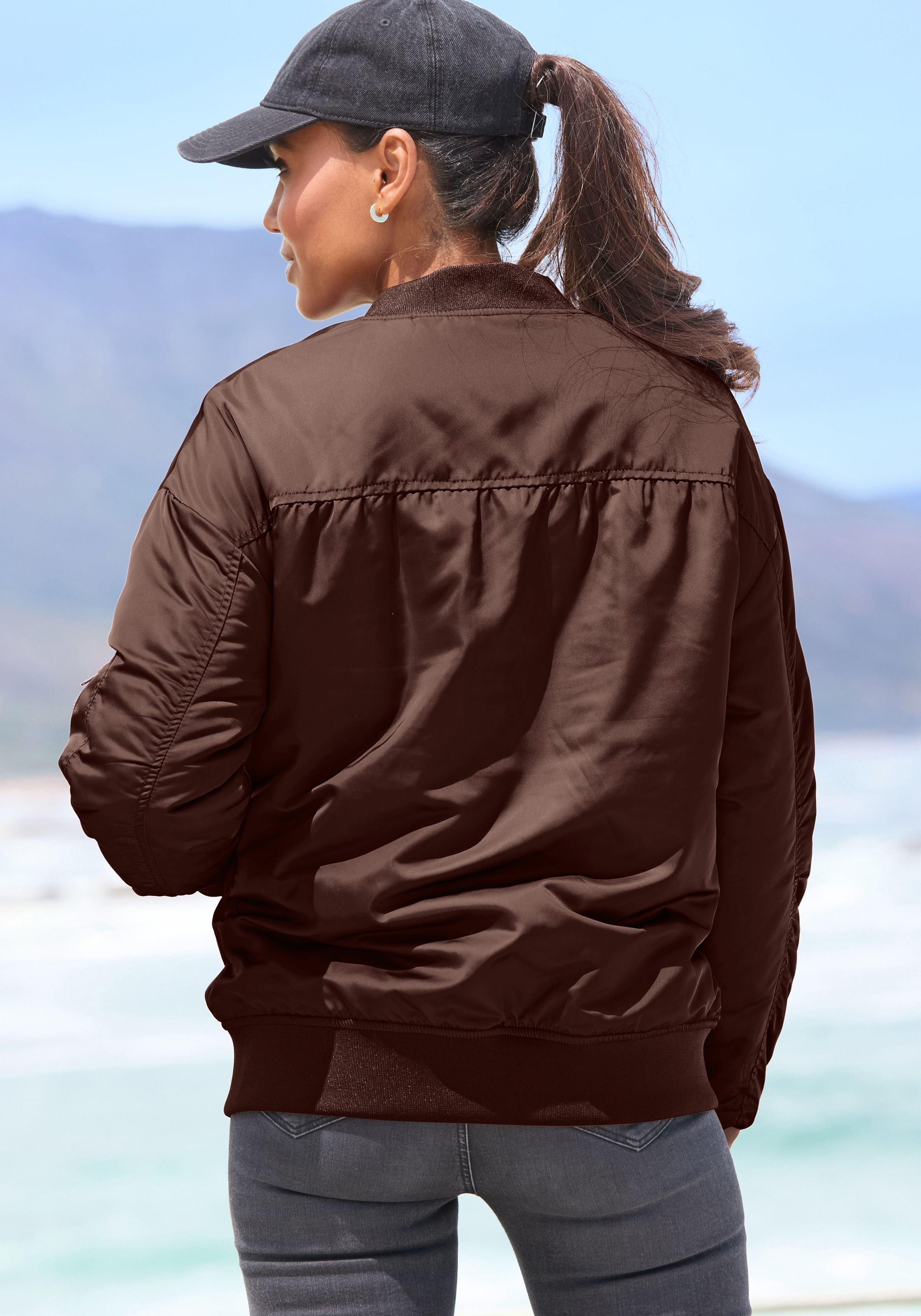 Wendejacke BUFFALO, Damen, Gr. 40, dunkelbraun, animal print, Web, Obermaterial: 100% Polyester. Wattierung: 100% Polyester, unifarben, figurumspielend hüftlang, Rundhals, angesetztes Bündchen, Jacken, Dunkelbraun/Leoprint, Bomberjacke, modisch 3