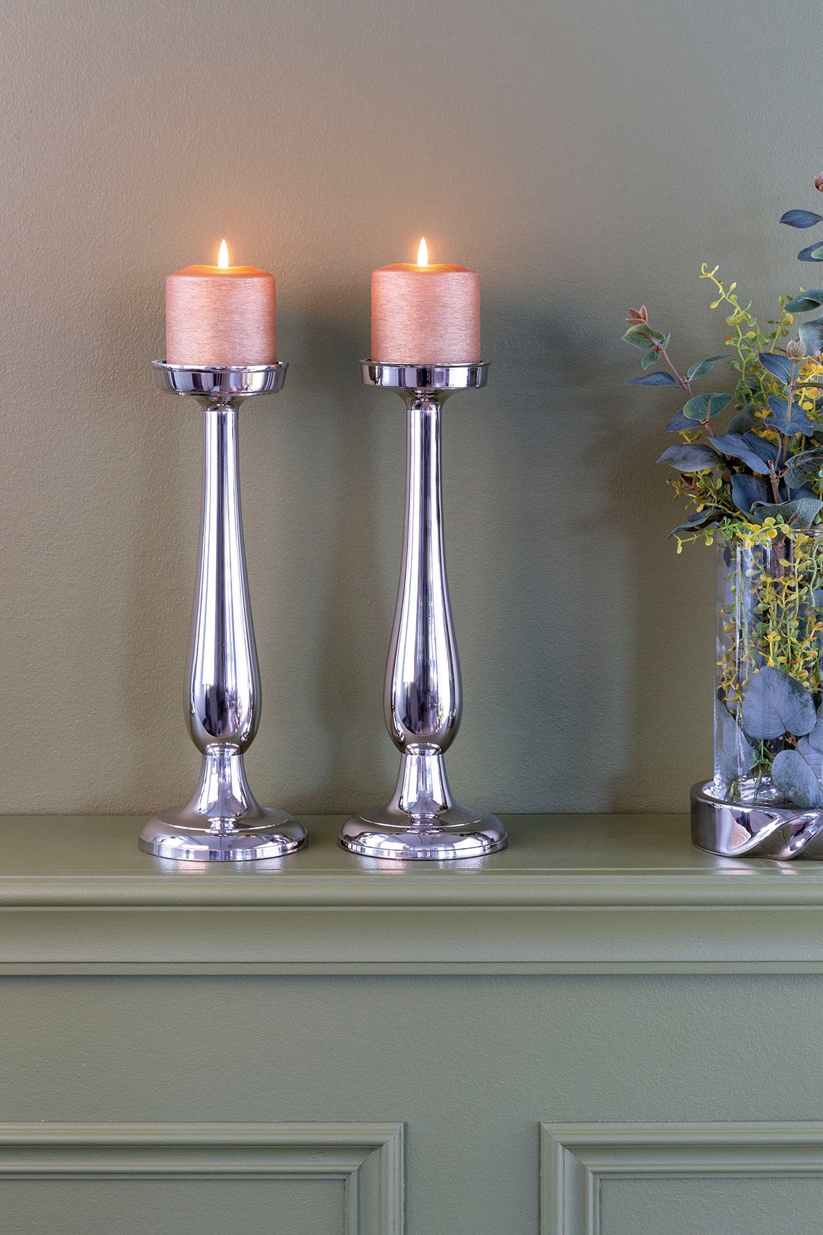 Fink Kerzenleuchter "MAGENTA" Stumpenkerzenhalter aus Aluminium, vernickelt günstig online kaufen