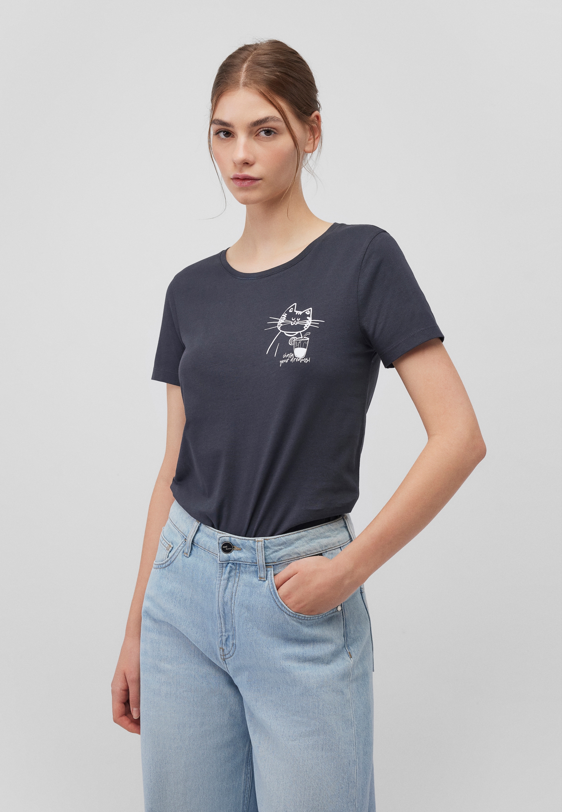 Mavi T-Shirt »CAT DRINK TEE«, Katzen T-Shirt