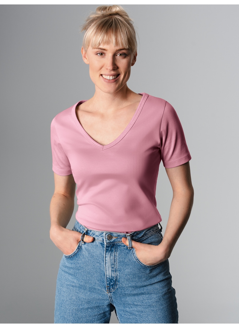 Trigema T-Shirt "TRIGEMA V-Shirt aus Baumwolle/Elastan" 1 Stk. tlg. günstig online kaufen