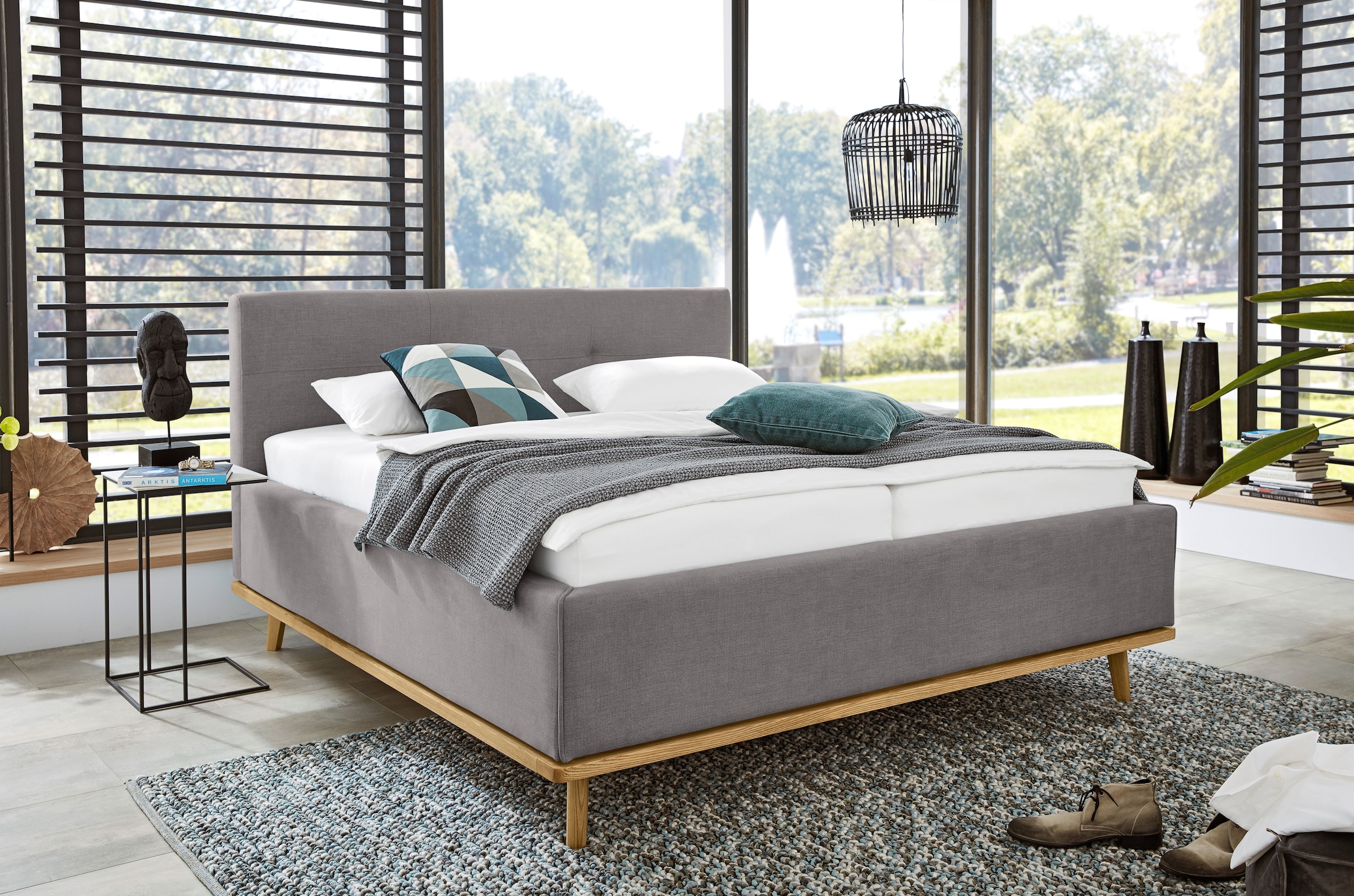 Musterring Polsterbett "Delphi" Eicherahmen massiv, Kopfteil mit Steppung günstig online kaufen