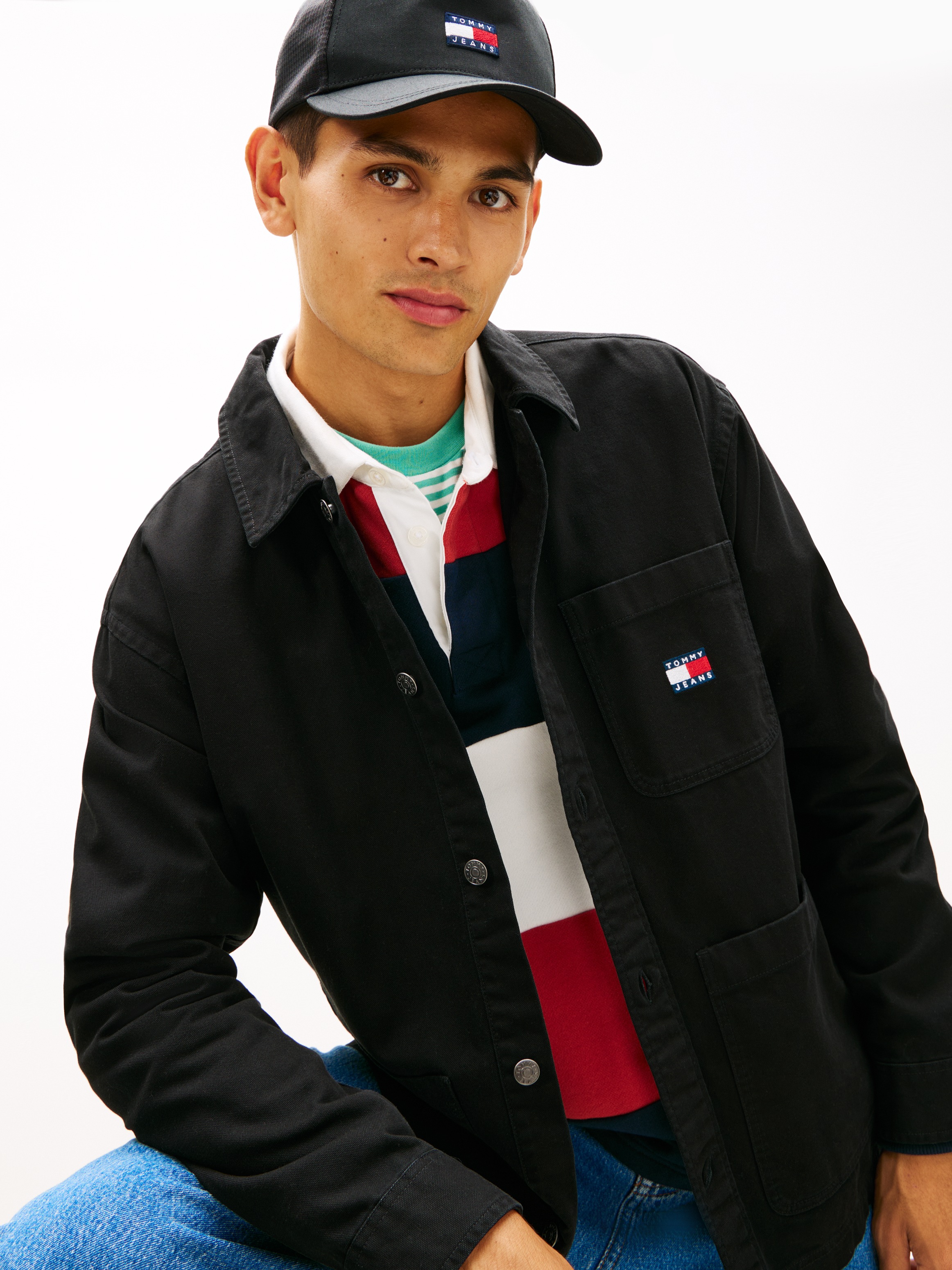 Tommy Jeans Hemdjacke "TJM ESSENTIAL OVERSHIRT" leicht überschnittene Schul günstig online kaufen
