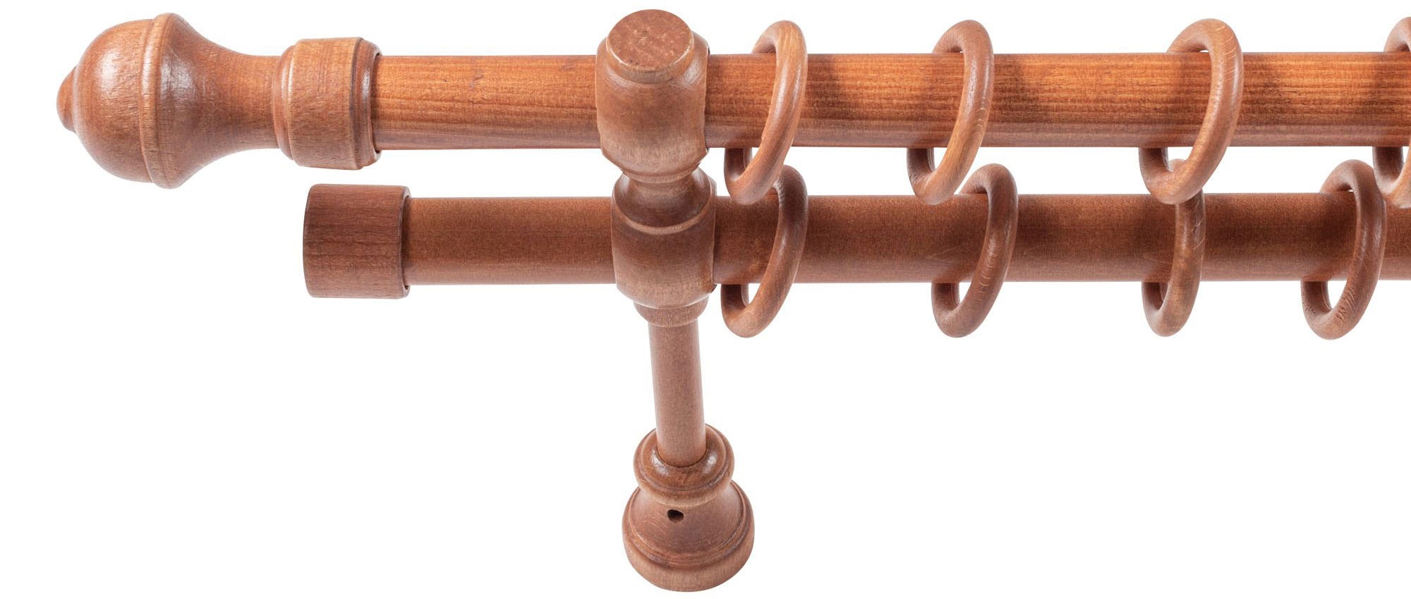 Thumbnail - SN DECO GROUP Gardinenstange "Ares" 2 läufig-läufig Fixmaß 28 mm, Holz, verschiedene Längen und Farben, Komplettset