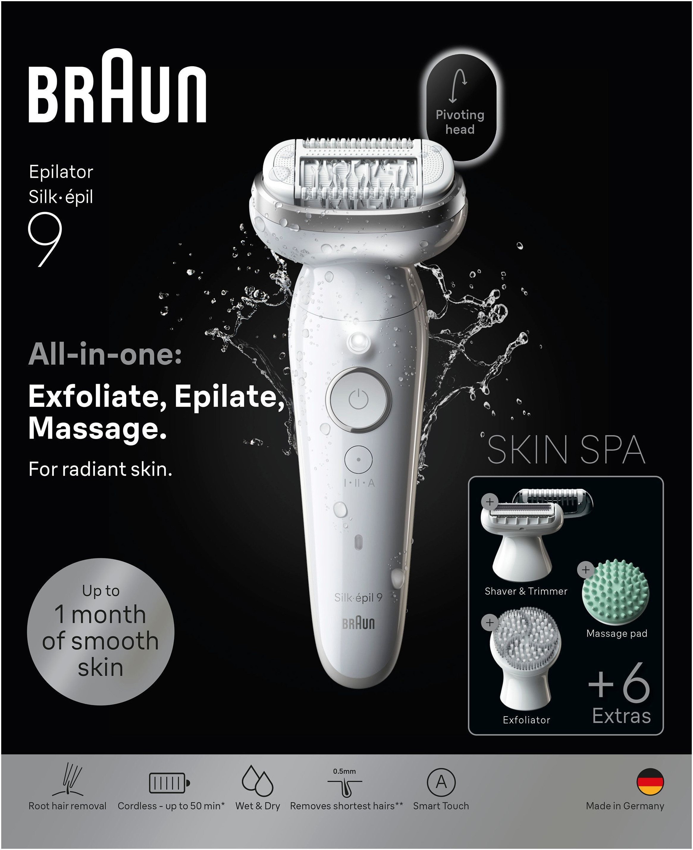 Braun Epilierer »Silk-épil SkinSpa 9 SES9-080 (Modell 2026) 9-381 (Modell 2025)« Ganzkörper Beautyset