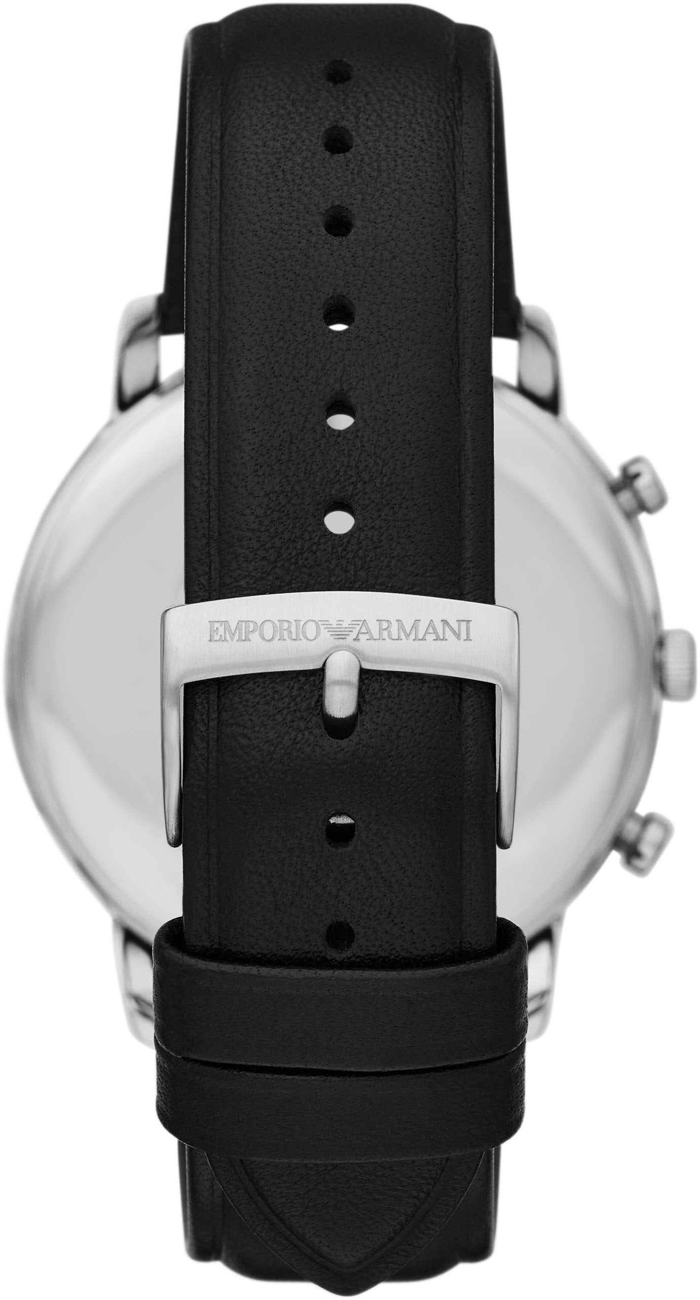 Emporio Armani Chronograph, Quarzuhr, Armbanduhr, Herrenuhr, Lederarmband, analog, Tag