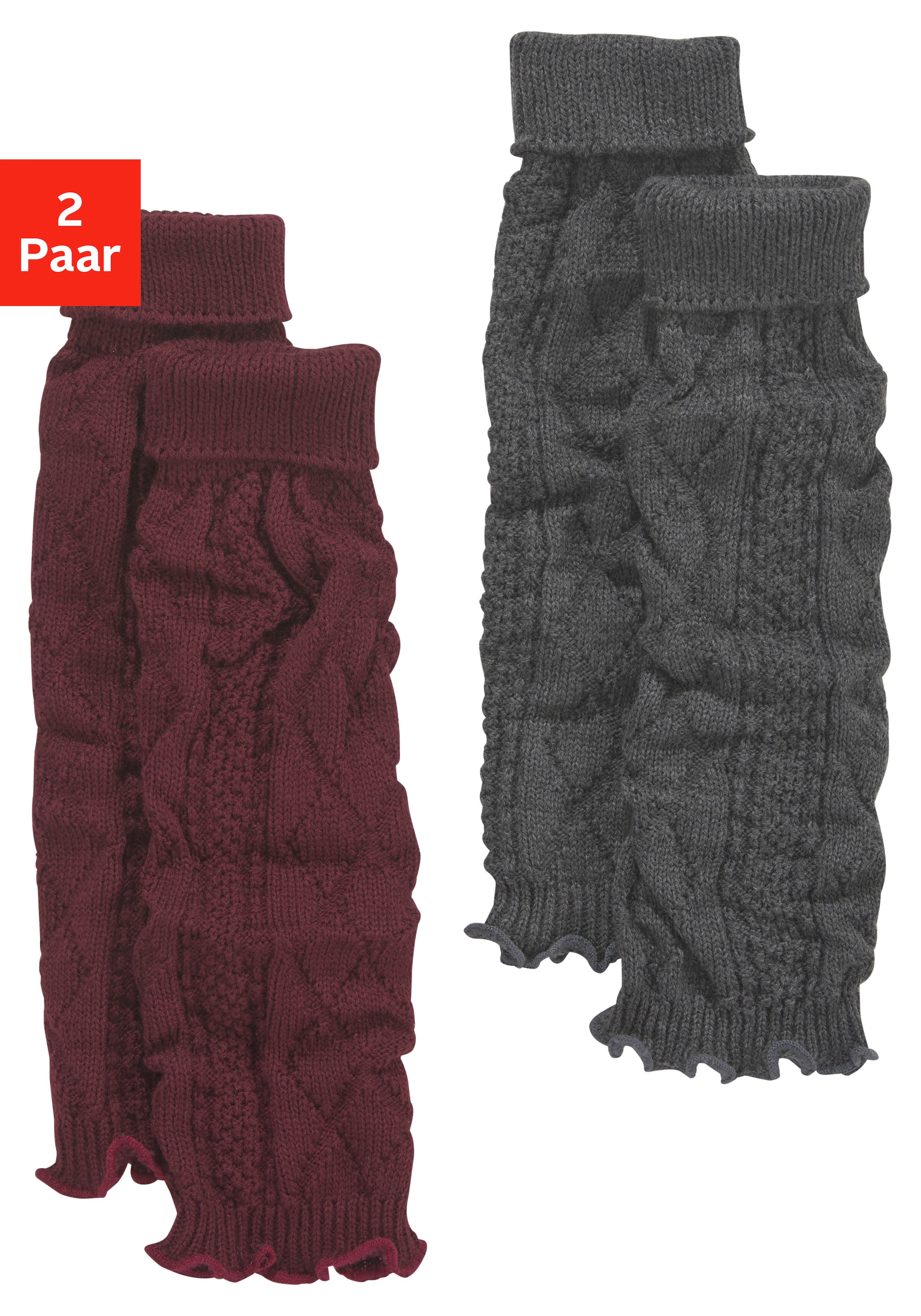 Lavana Stulpensocken "gestrickte Beinstulpen, Beinwärmer für Ballett, Tanz und Sport" Packung, 2 Stk. tlg. mit Zopfstrickmuster