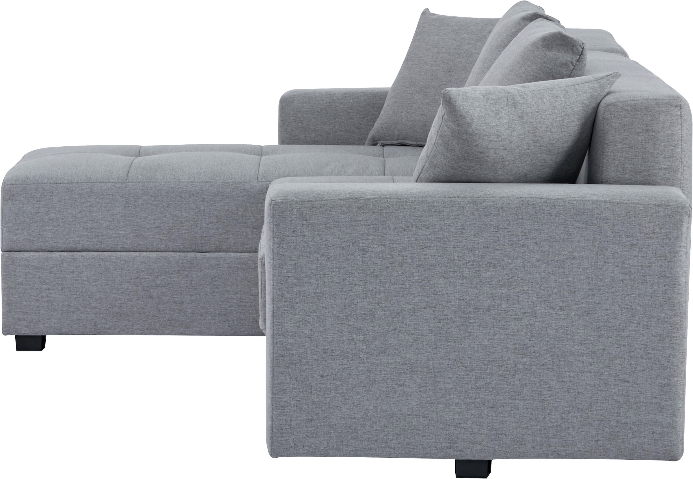 INOSIGN Ecksofa »KILLAM, 217 cm, L-Form, mit Schlaffunktion u. Bettkasten«, Recamiere rechts / links montierbar, in Cord und Webstoff