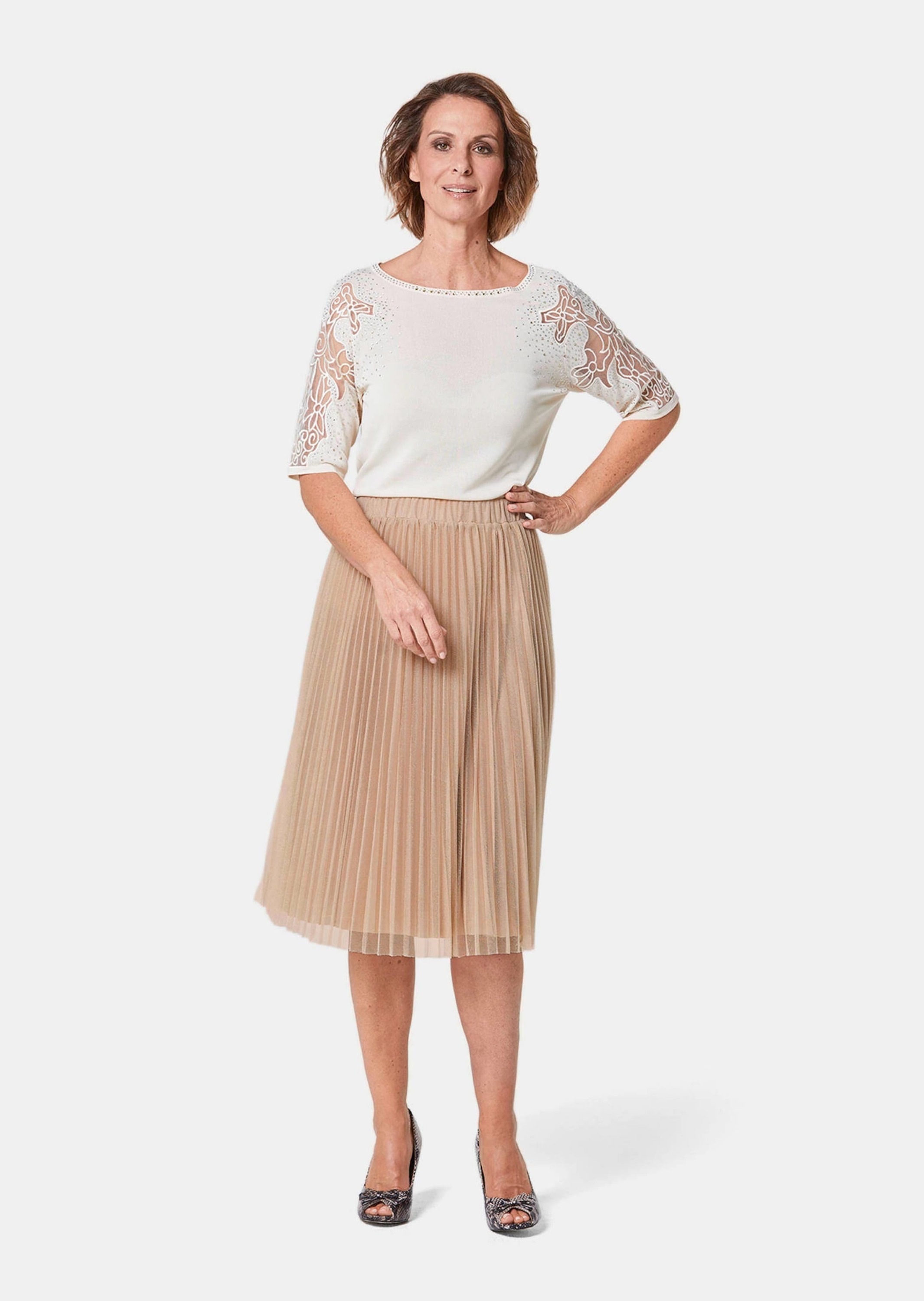 GOLDNER Schlupfrock "Kurzgröße Festlicher Plisseerock aus Mesh" mit Glanzga günstig online kaufen