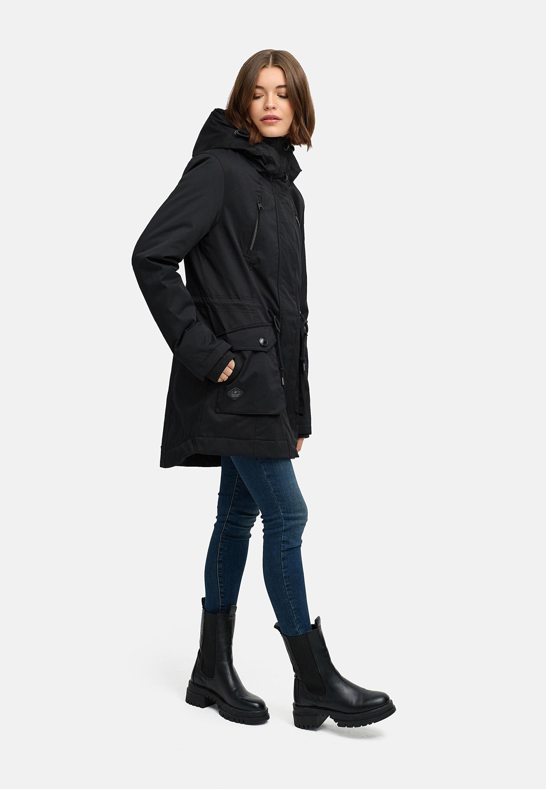 Ragwear Kurzmantel »Ellsa YOUMODO« Winterparka mit auffälligen Taillenzugkordeln und Kapuze
