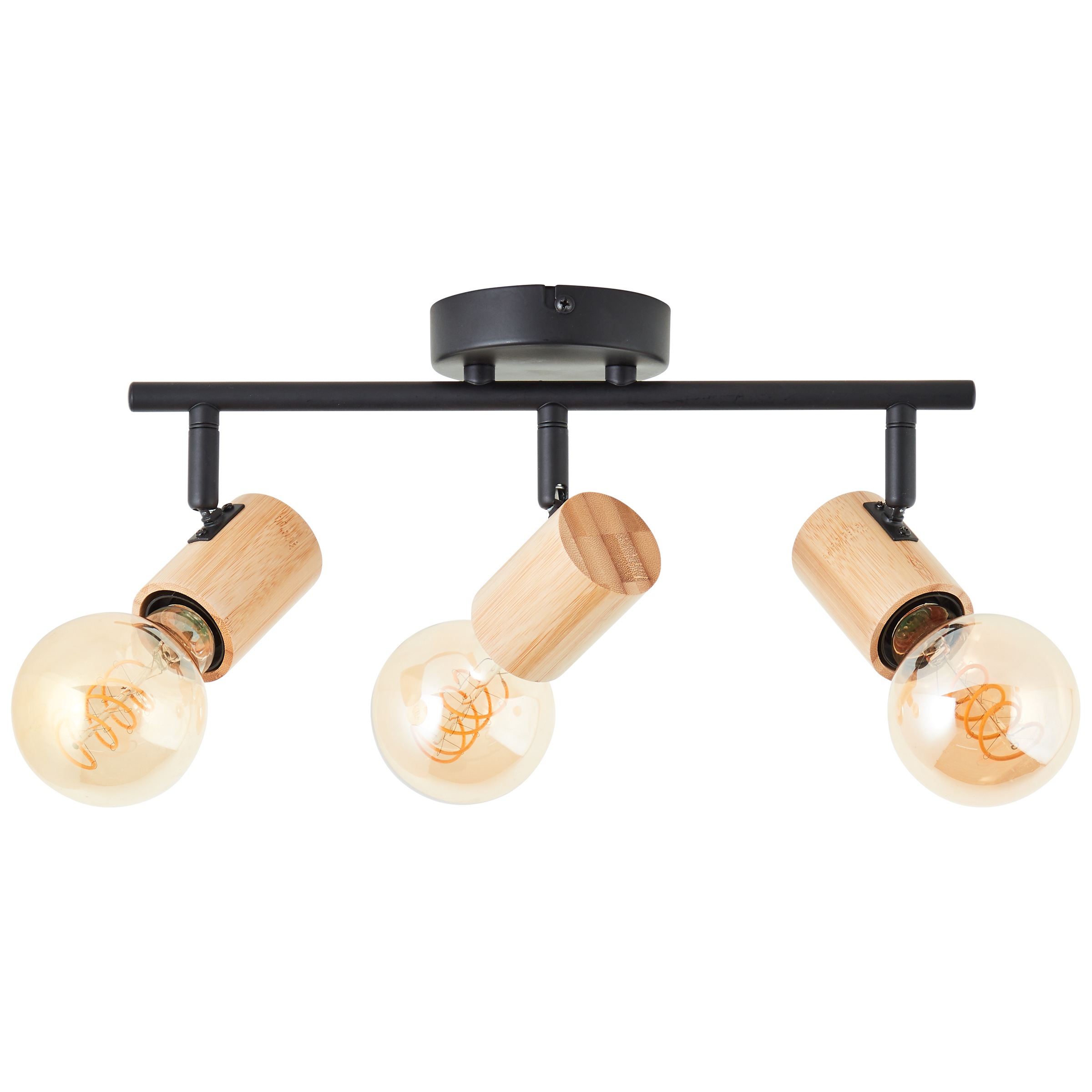 Brilliant Deckenstrahler »Kerry«, 3 flammig, Leuchtmittel E27 | ohne Leuchtmittel, Breite 36 cm, E27, Metall/Bambus, schwarz/natur