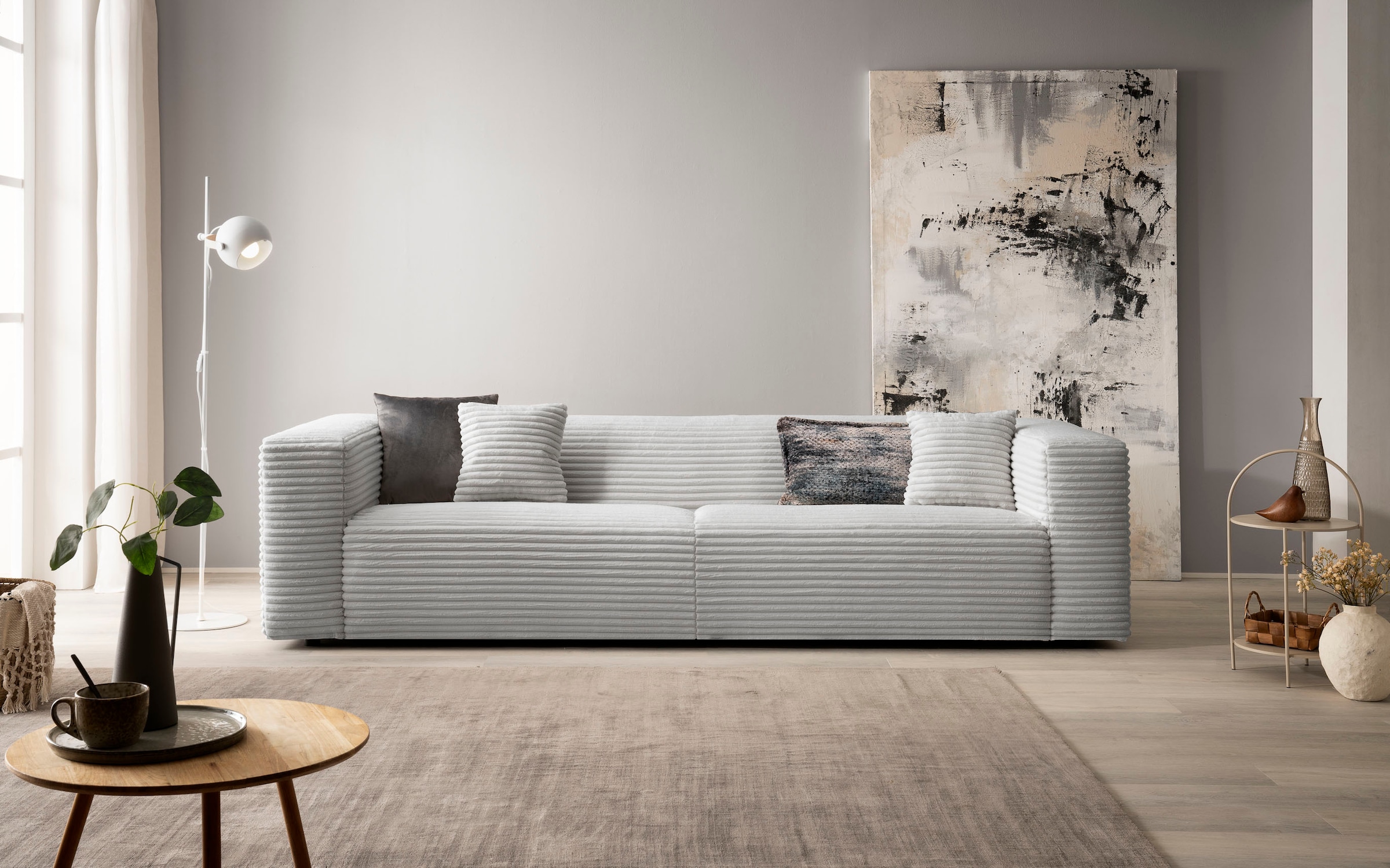 andas 3-Sitzer »BAKELS, Couch in Cord oder Boucle-Stoff, Sofa im modernen Design«, bequemer Sitzkomfort,in 2 Stoffen und 8 Farben lieferbar