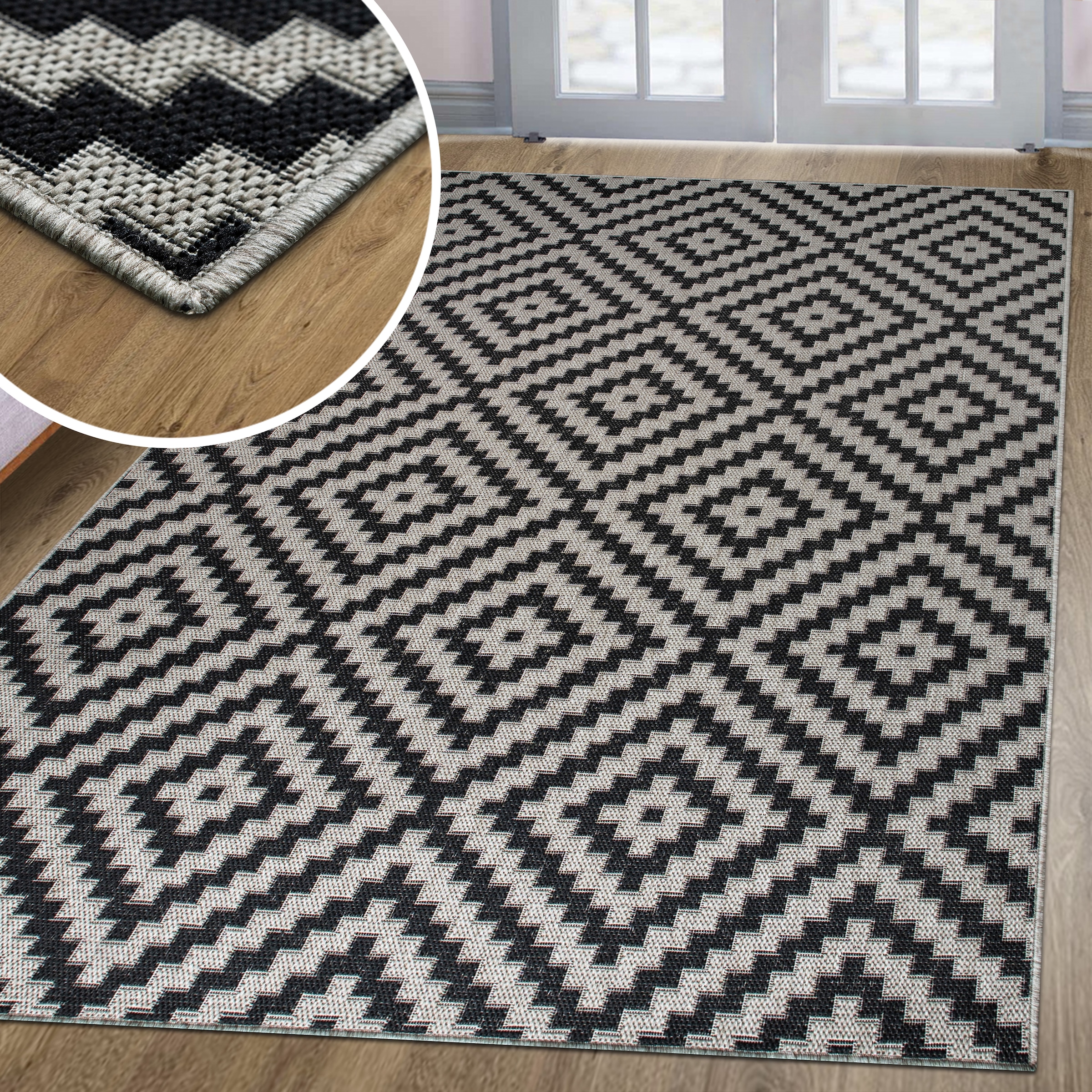 my home Teppich »Cordoba auch als Läufer erhältlich«, rechteckig, 3 mm Höhe, In- und Outdoor geeignet, Sisal-Optik, Wetterfest & UV-beständig, Boho