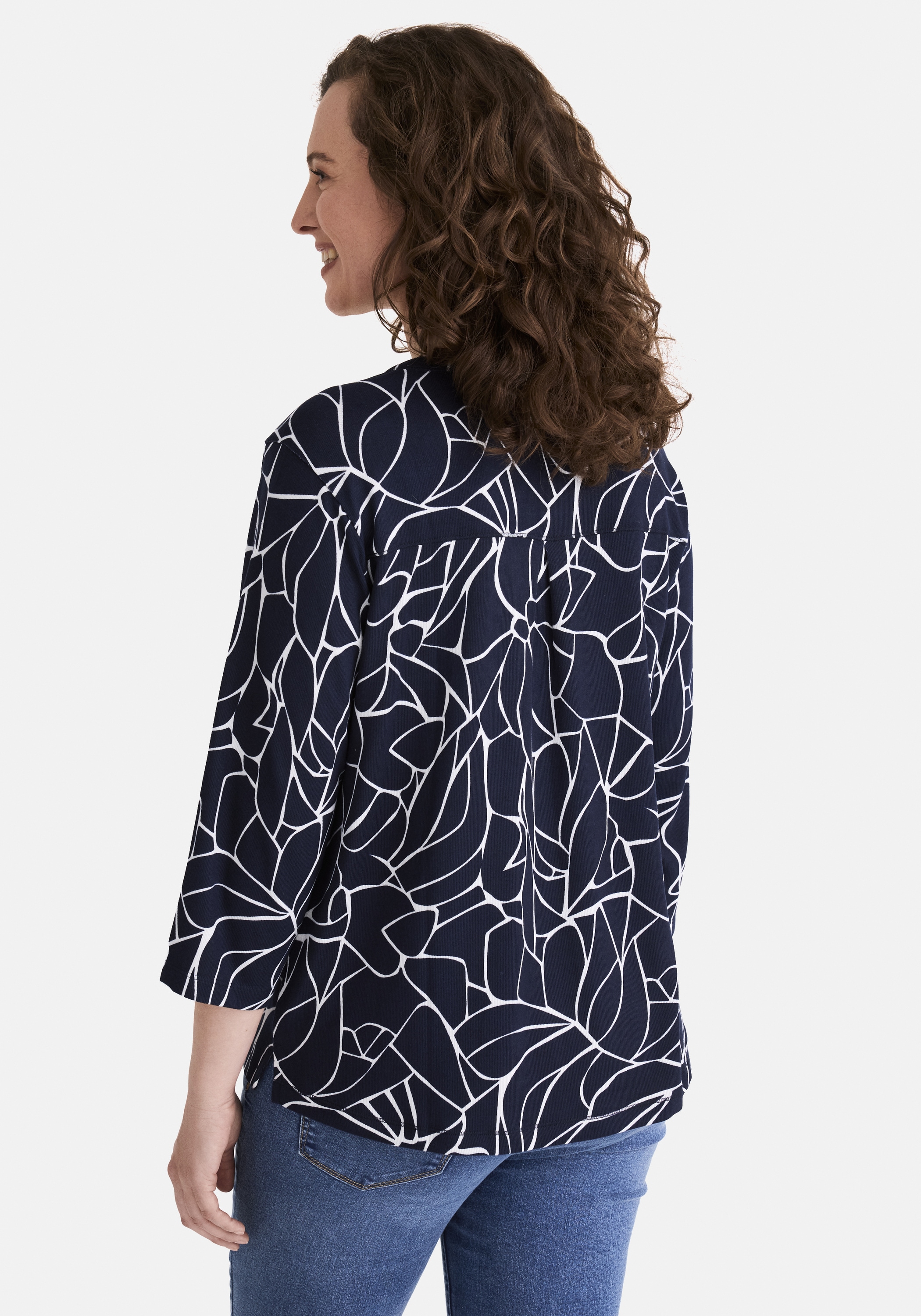 STOOKER WOMEN 3/4-Arm-Shirt »MARIE Print Shirt Bluse 3/4-Arm«, Regular Fit Shirt Bluse Baumwolle Shirt Knopfleiste für Damen