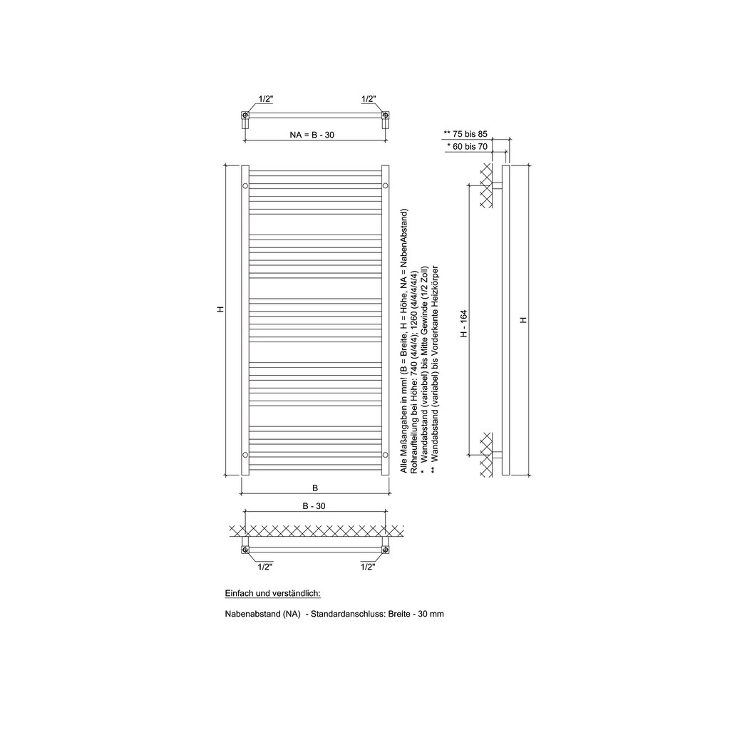 Ximax Badheizkörper »C4 1260 mm x 500 mm«