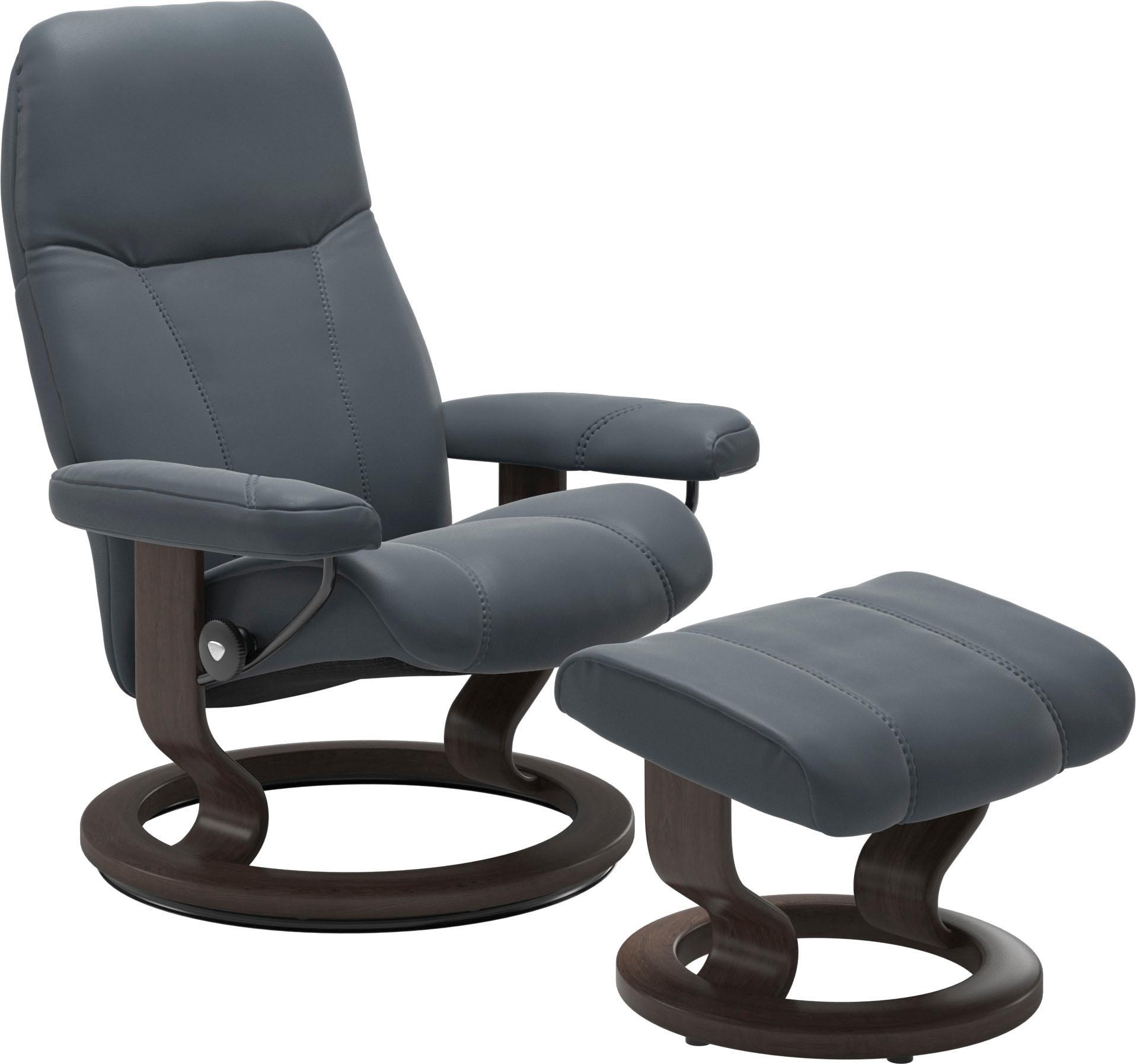 Stressless® Relaxsessel »Consul«, (Set, Relaxsessel mit Hocker), mit Hocker, mit Classic Base, Größe S, Gestell Wenge