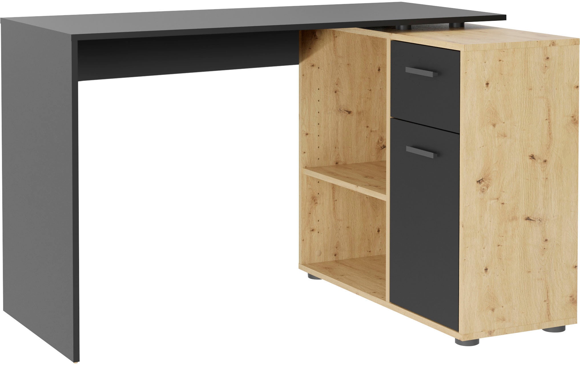 FMD Eckschreibtisch "AUGSBURG", Schreibtisch/ Sideboard m. Stauraum, beids. günstig online kaufen