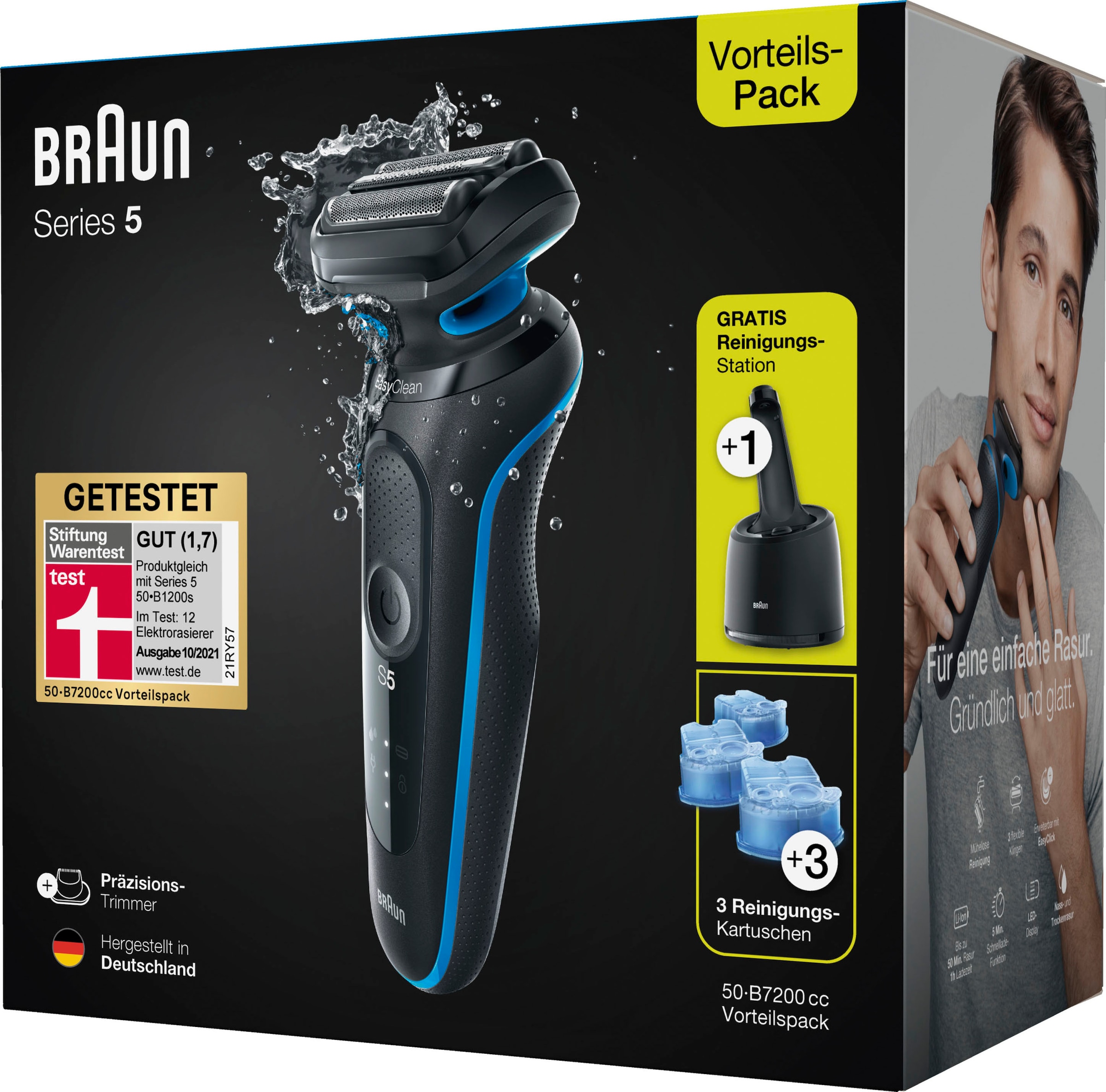 Braun Elektrorasierer »Series 5 50-B7200cc«, Reinigungsstation, Wet & Dry, mit gratis Reinigungsstation