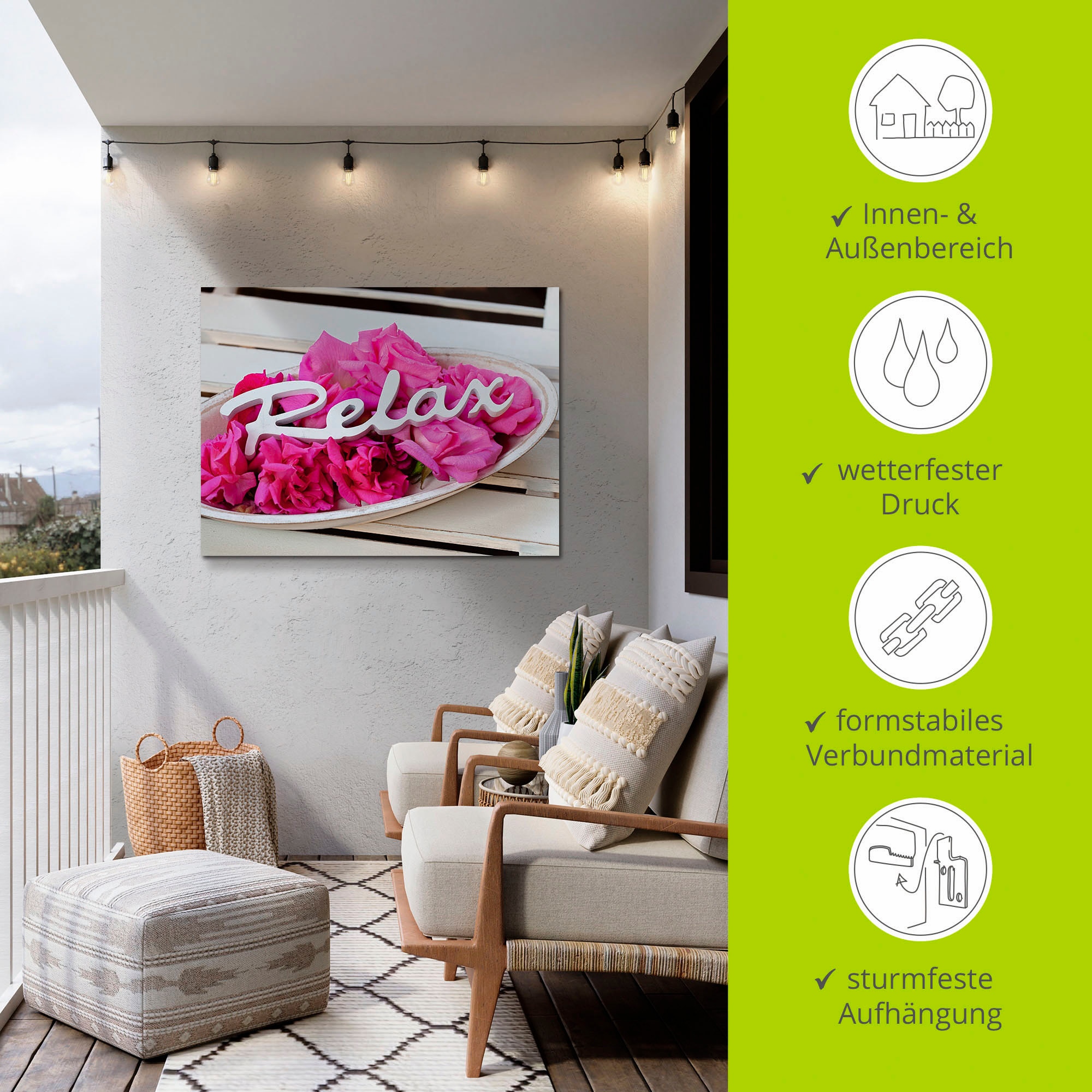 Artland Wandbild »Relax«, Sprüche & Texte, (1 St.), als Alubild, Outdoorbild, Leinwandbild, Wandaufkleber, versch. Größen