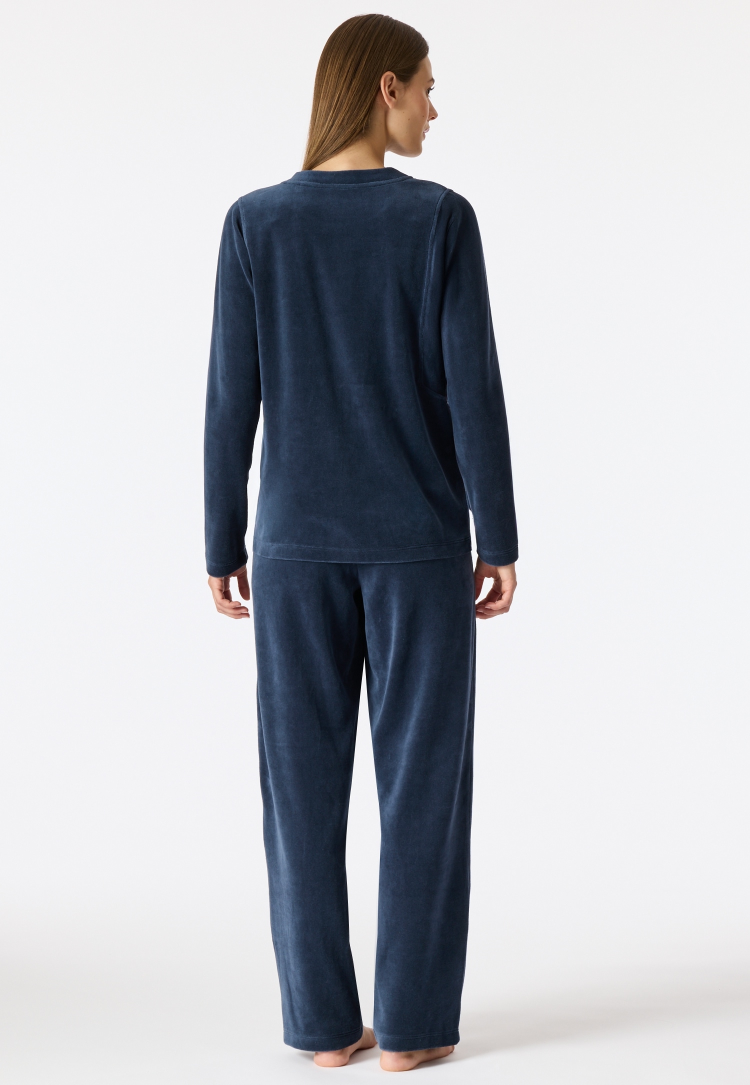 Schiesser Loungeanzug »Casual Velour« Rundhalsausschnitt, Velour-Qualität