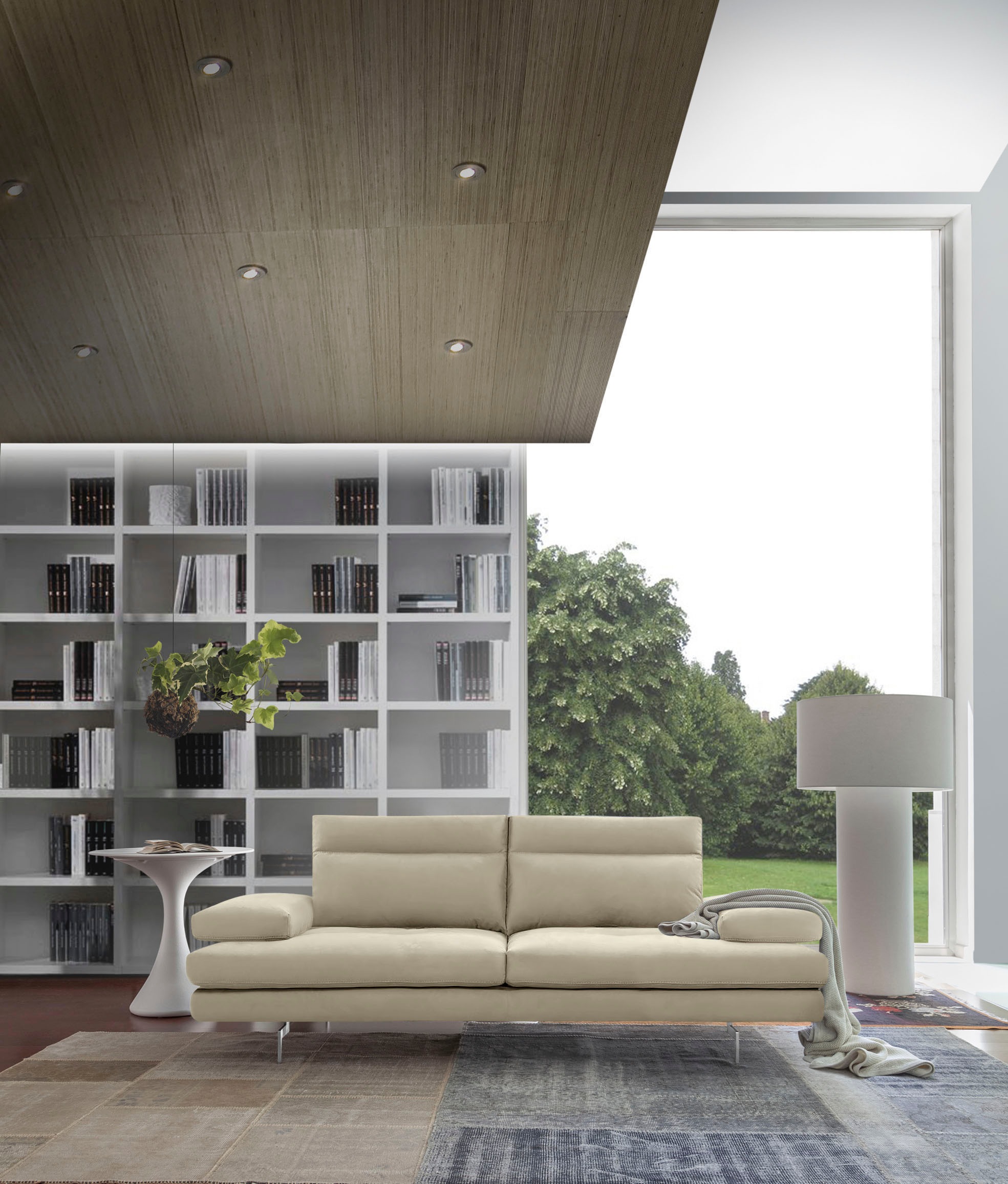 CALIA ITALIA 3-Sitzer »Toby Wing, Designsofa mit hohem Sitzkomfort, bequem und elegant«, inklusive Sitztiefenverstellung, Füße in Chrom glänzend
