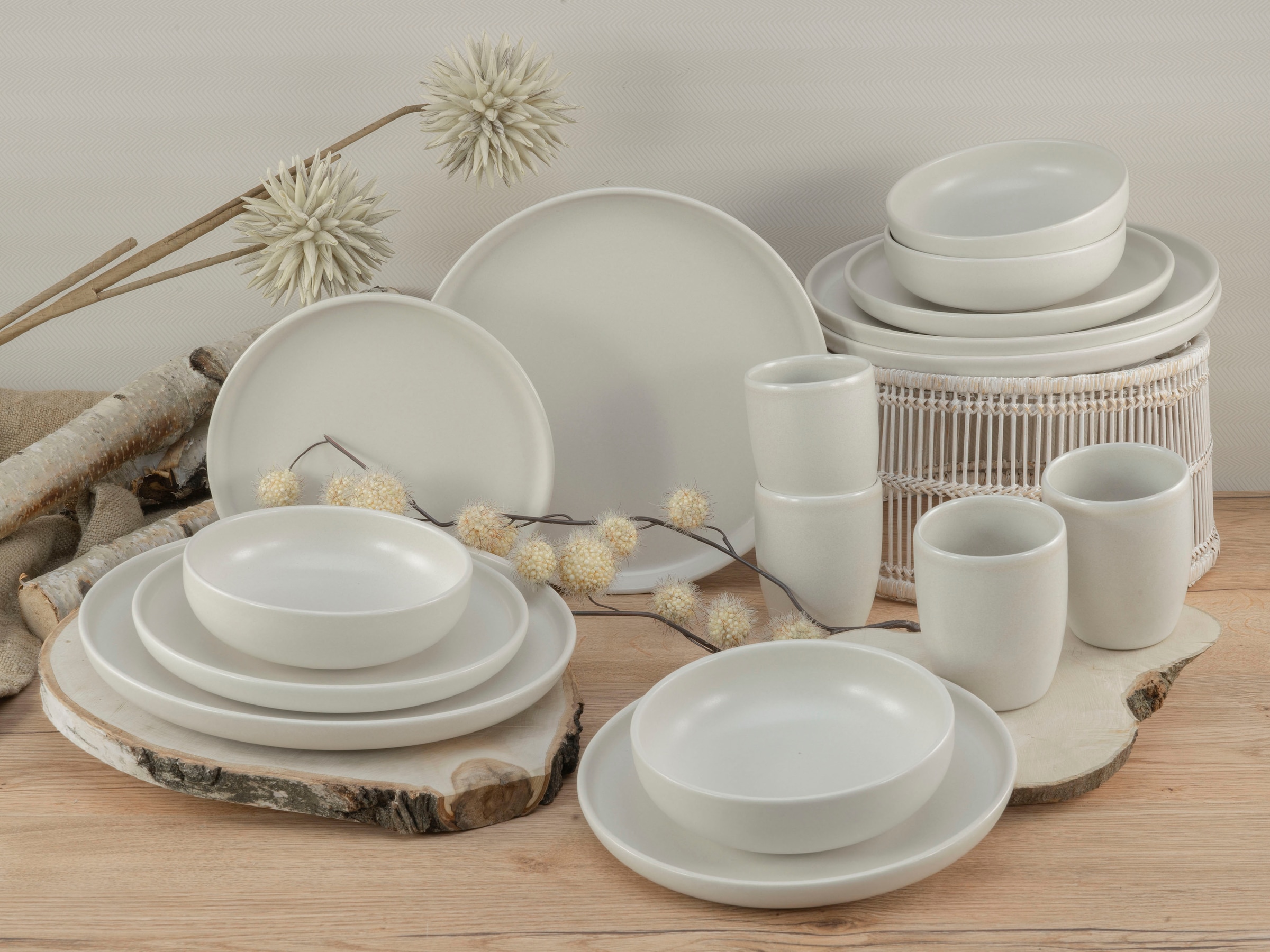 (Set, tlg.), BAUR 16 Kombiservice seidenmatte »Uno CreaTable | Offwhite«, Glasur