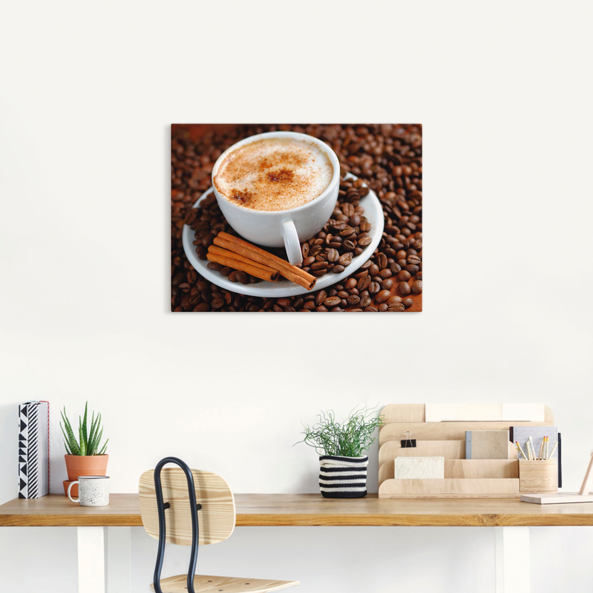 Artland Leinwandbild "Cappuccino - Kaffee" Getränke 1 Stk. tlg. auf Holzrah günstig online kaufen