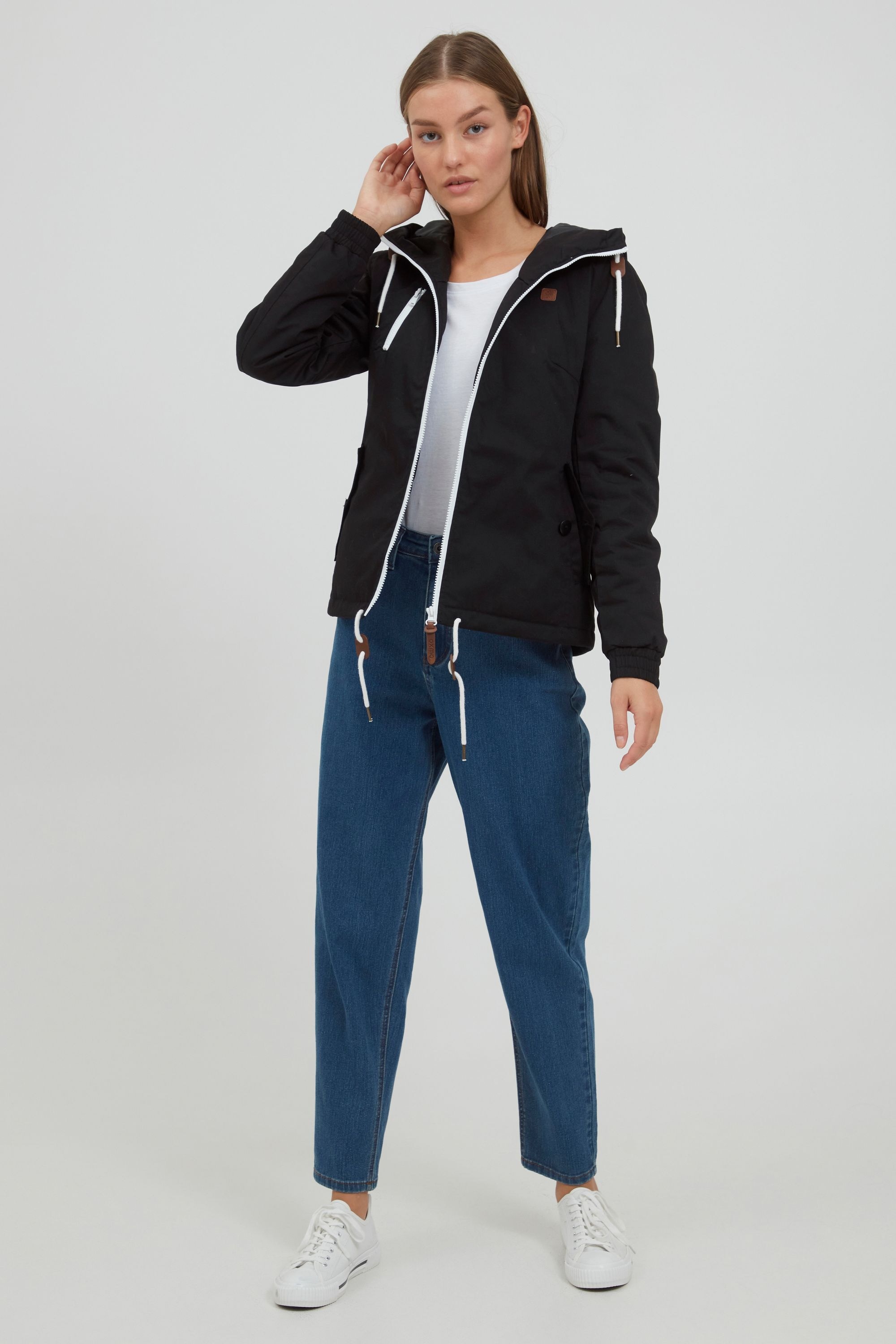 Kurzjacke OXMO "Kurzjacke OXTilda", Damen, Gr. S, schwarz, Obermaterial: 65% Polyester PES. 35% Baumwolle CO., regular fit normal, Jacken Kurzjacke 2