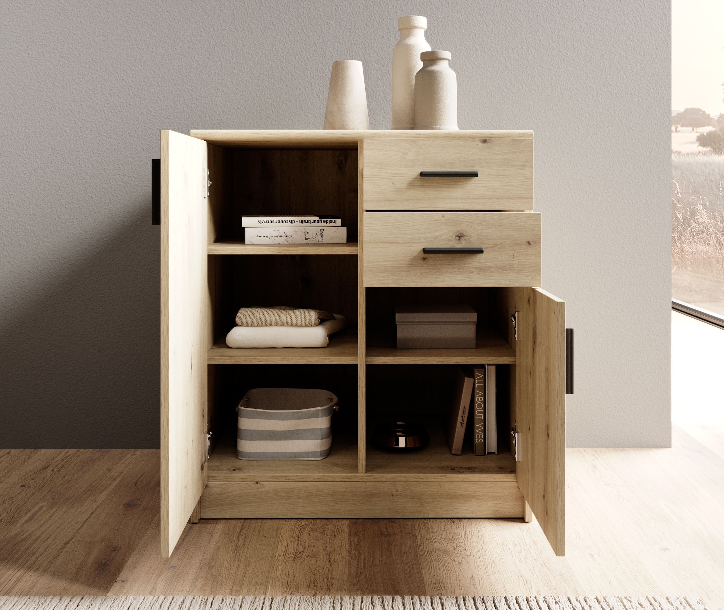 HBZ Sideboard »Nelly Kommode, BxHxT 74x86x50cm«, (1 St.), Breite 74cm, Einlegeböden verstellbar, foliert