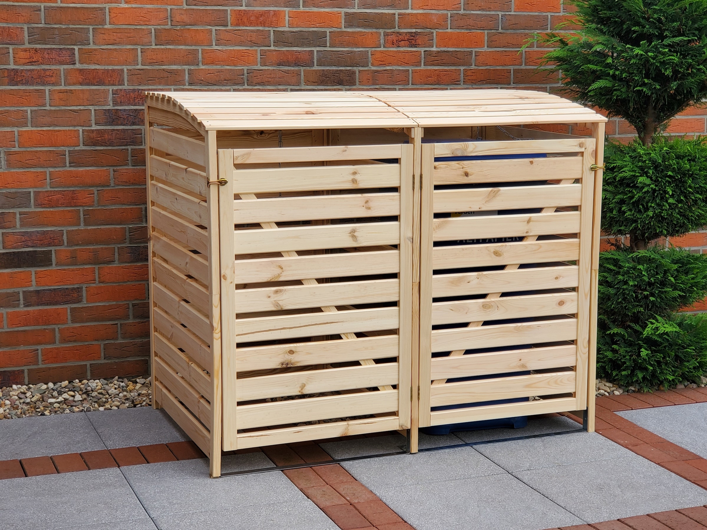 promadino Mülltonnenbox »Vario III«, für 2 Tonnen, robust aus ökologisch, zertifiziertem Kiefernholz