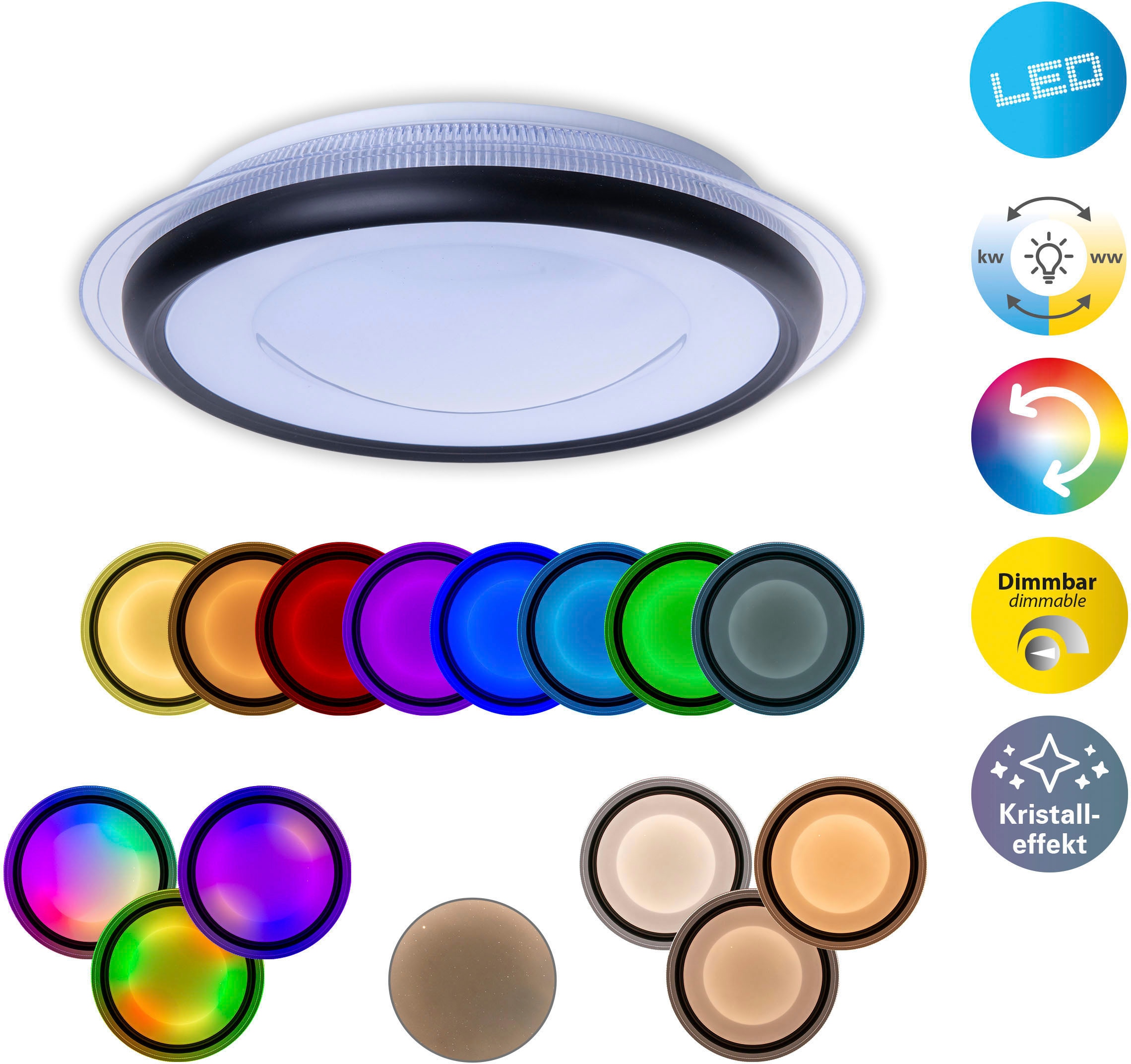 LED Deckenleuchte »Canna«, 1 flammig, inkl.CCT- / RGB Farbwechsler, Infrarot...