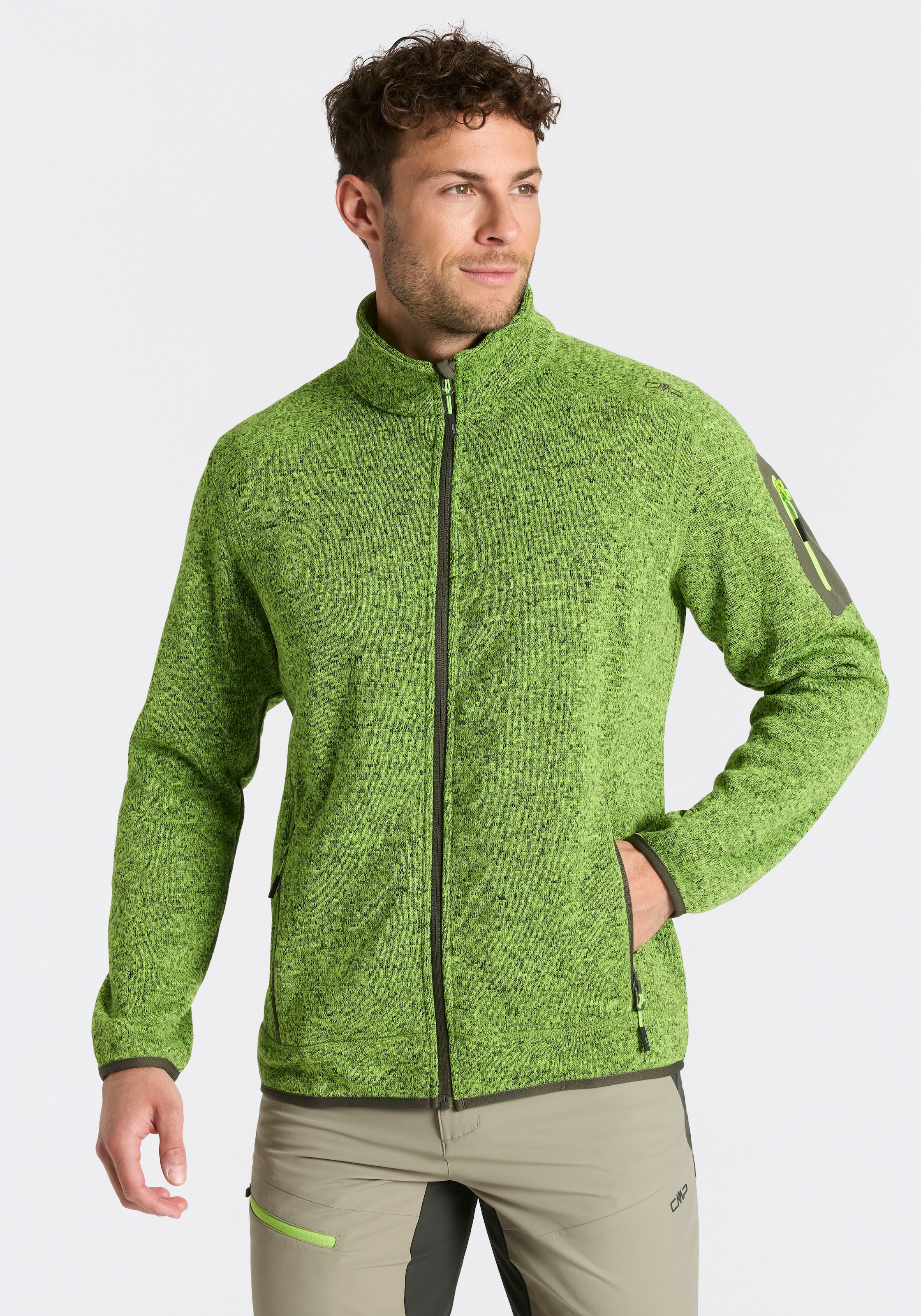 CMP Strickfleecejacke "MAN JACKET" ohne Kapuze mit hochschließendem Kragen, atmungsaktiv, wasserabweisend