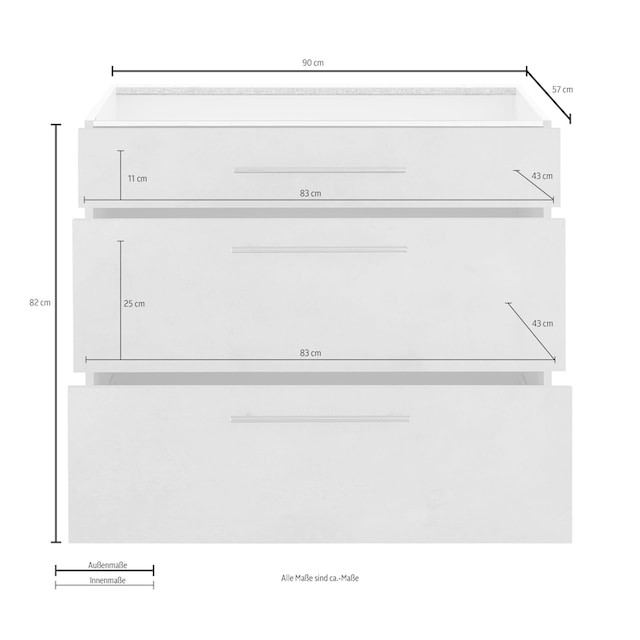 wiho Küchen Unterschrank »Flexi2«, Breite 90 cm | BAUR
