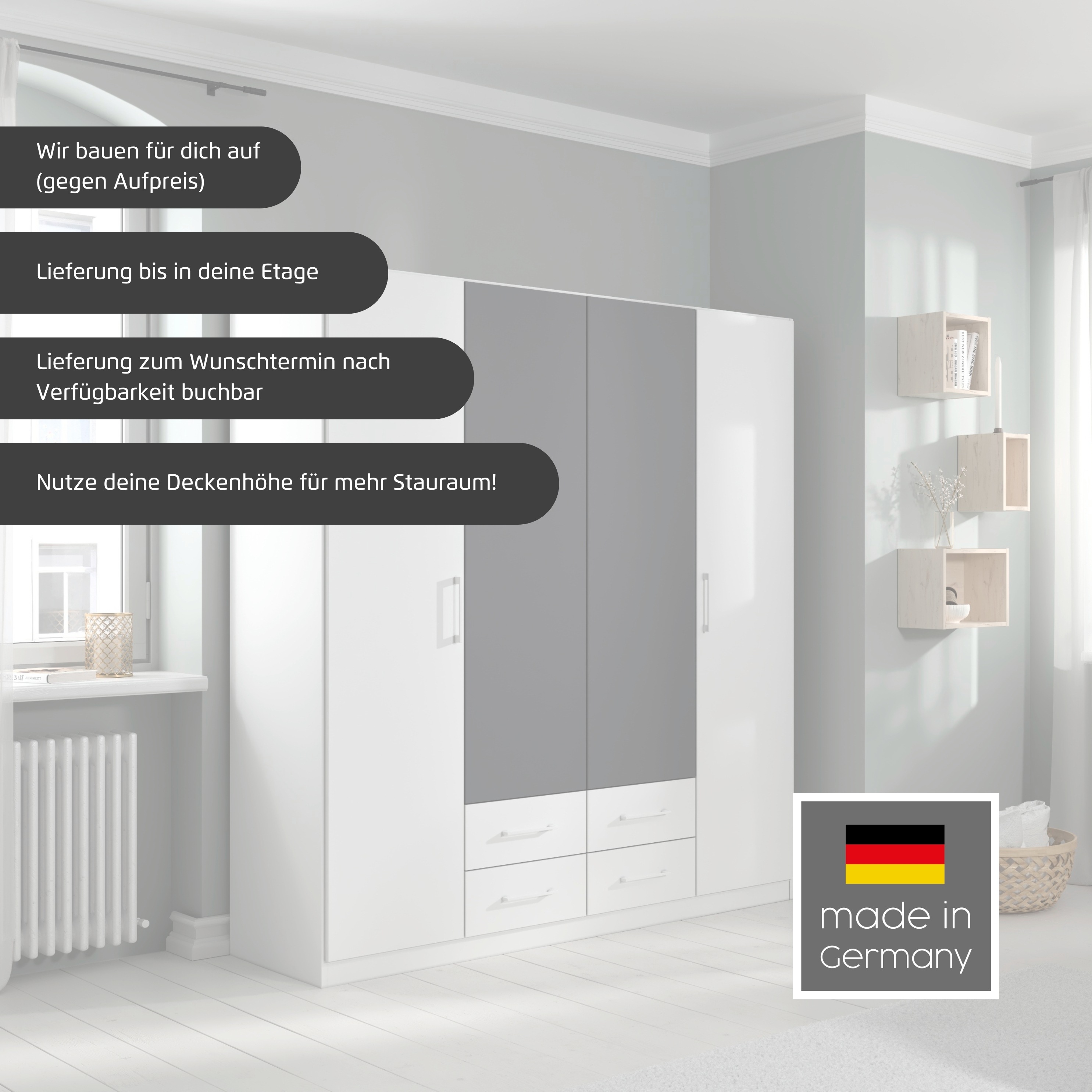 Thumbnail - rauch Drehtürenschrank "Kleiderschrank Schrank Garderobe KREFELD optional mit Spiegel", mit 3 Griff-Varianten, inkl. pra...