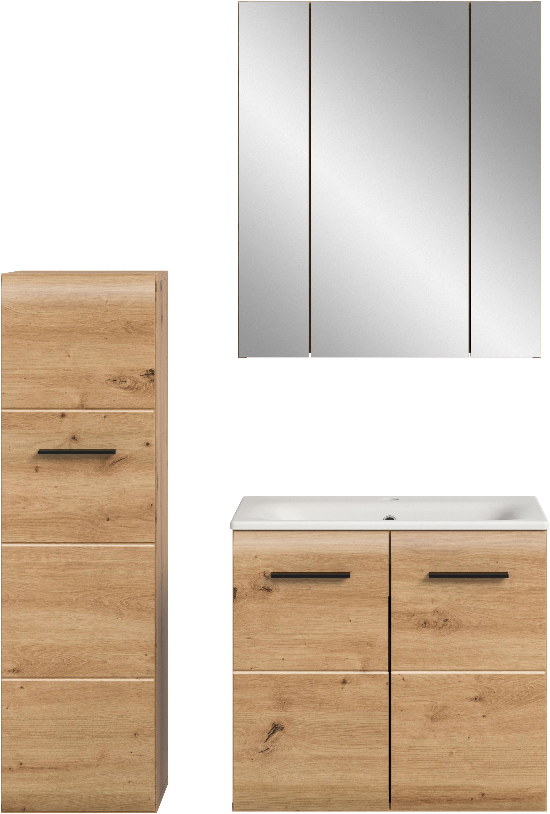 INOSIGN Badezimmer-Set, (Set, 4 St.), Florenz, Badkombination 4-tlg.,Artisan Oak NB, inkl. Waschbecken