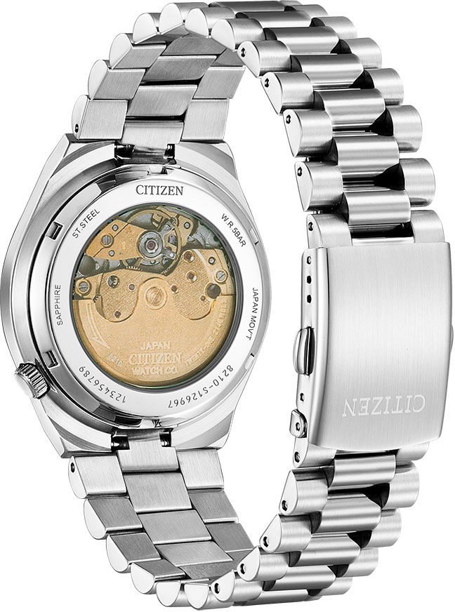 Automatikuhr CITIZEN "TSUYOSA 60h", silber (silberfarben, schwarz), Armbanduhren, Damen, Automatikuhr, Armbanduhr, Damenuhr, Herrenuhr, Edelstahlarmband, Saphirglas, Datum 10
