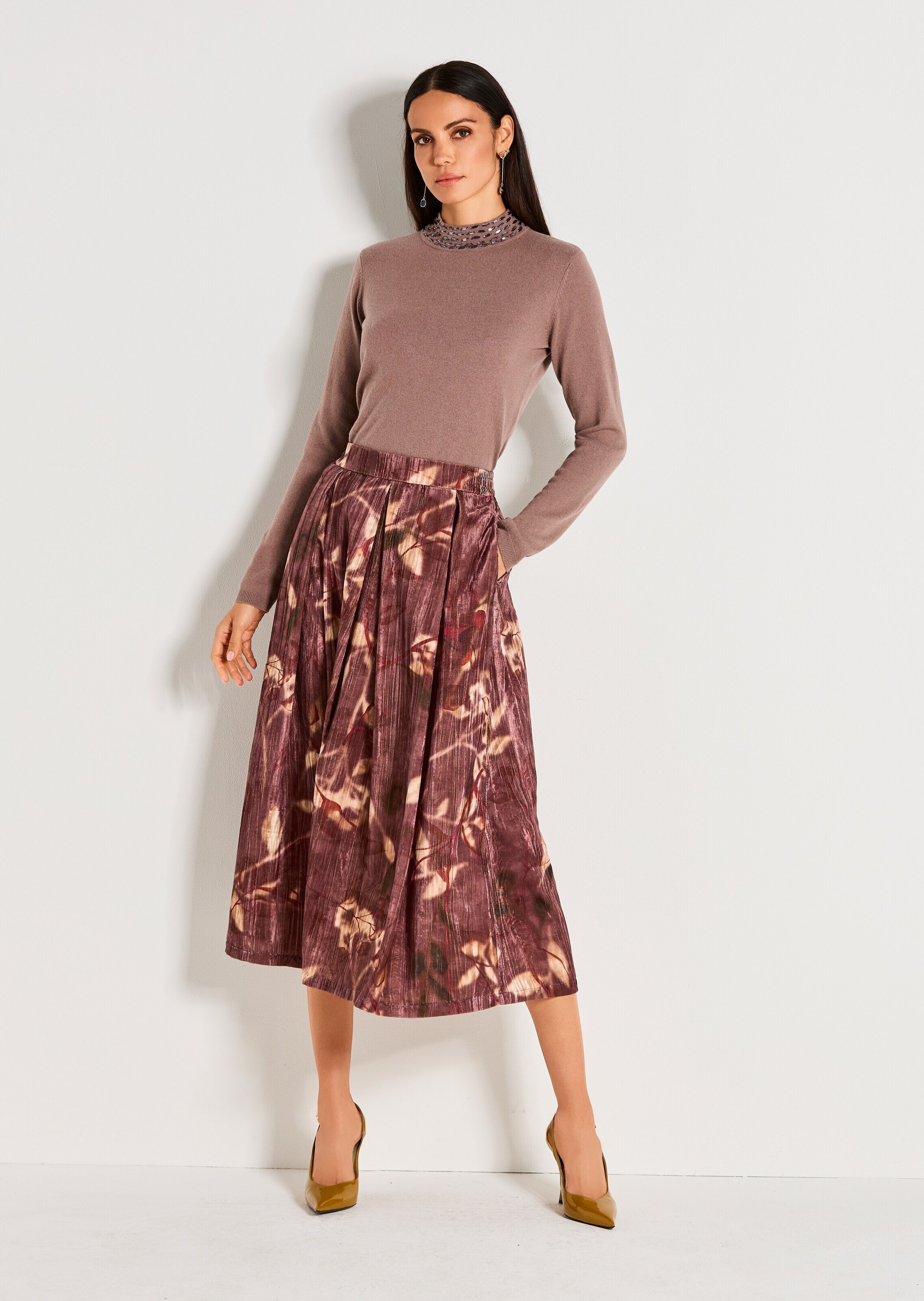 Madeleine Samtrock Midi Skirt Brown/Multicolor 36 3